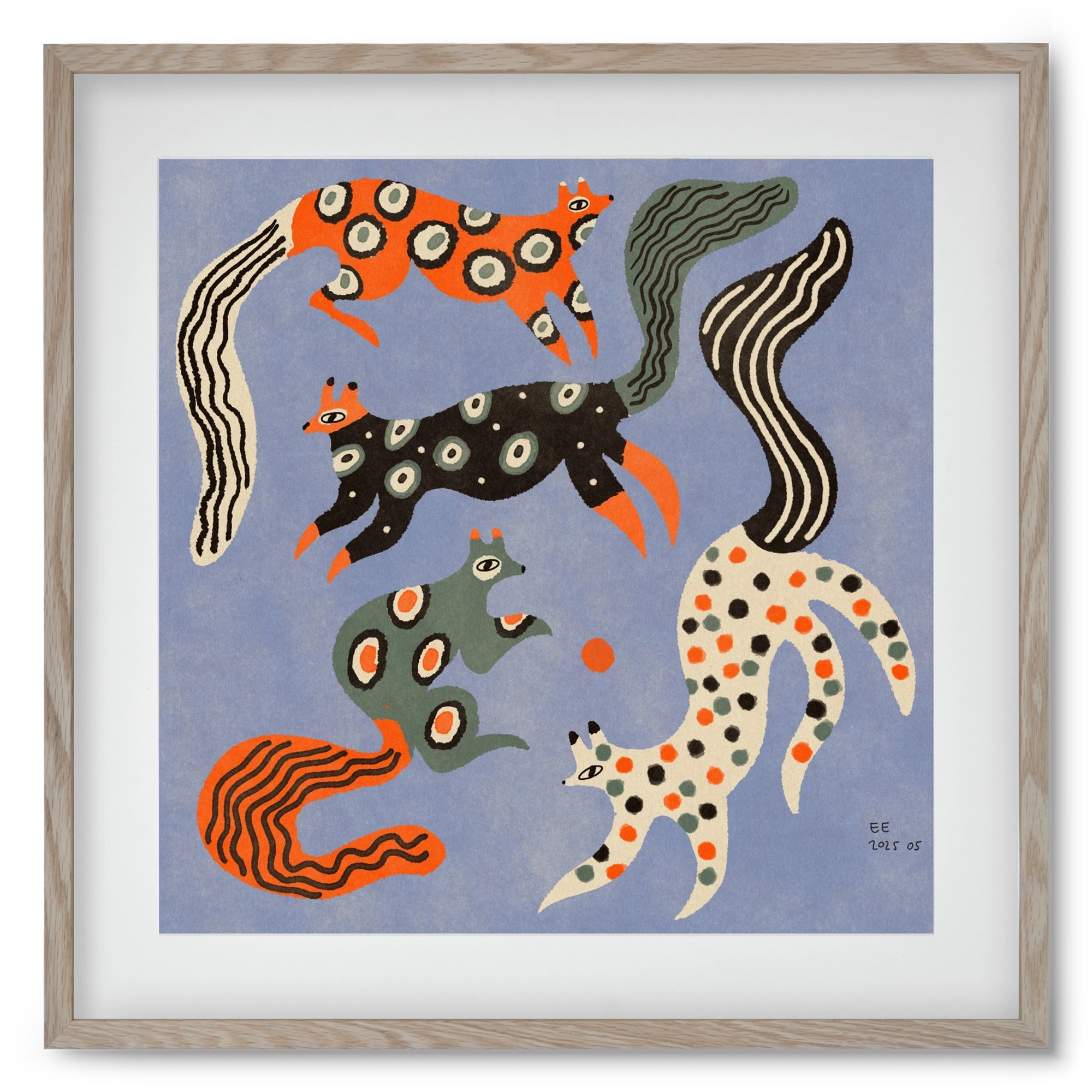 Magic folk squirrels 2., 50x50 cm (40x40 cm), Tölgy keret, paszpartuval