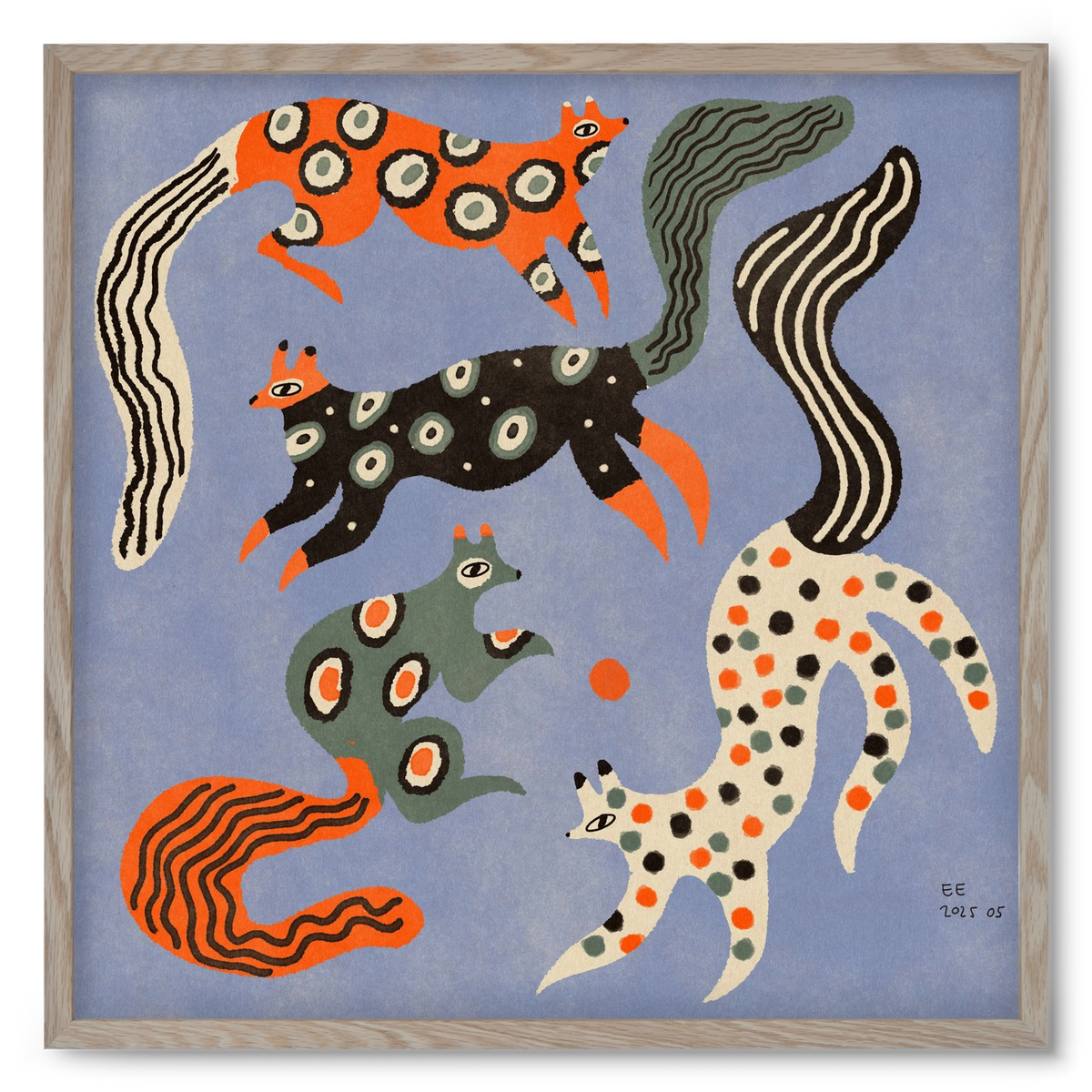 Magic folk squirrels 2., 50x50 cm (50x50 cm), Tölgy keret