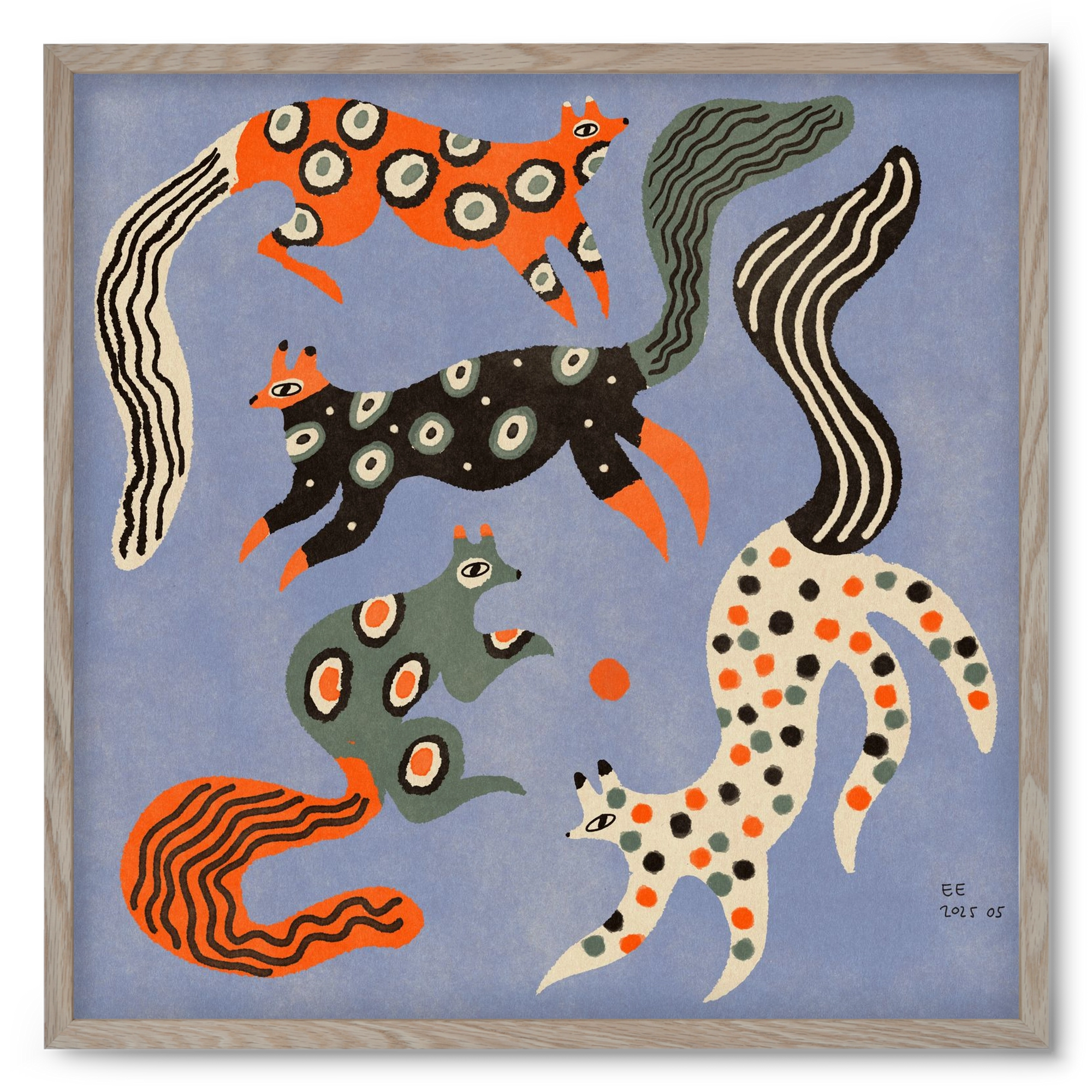 Magic folk squirrels 2., 50x50 cm (50x50 cm), Tölgy keret