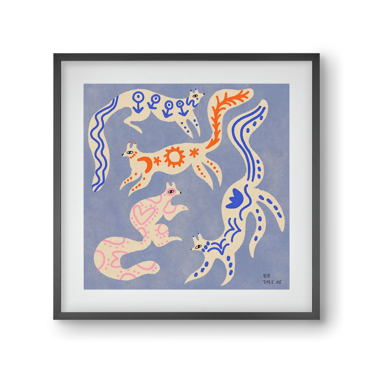 Magic folk squirrels 3., 30x30 cm (20x20 cm), Fekete keret, paszpartuval