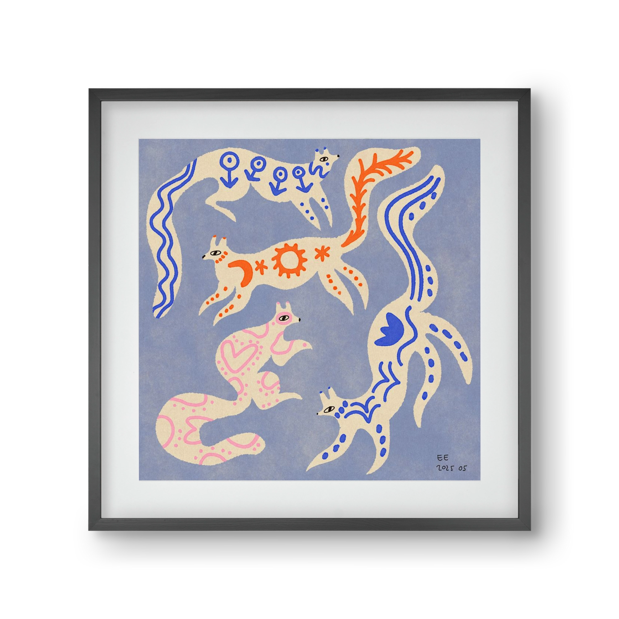 Magic folk squirrels 3., 30x30 cm (20x20 cm), Fekete keret, paszpartuval