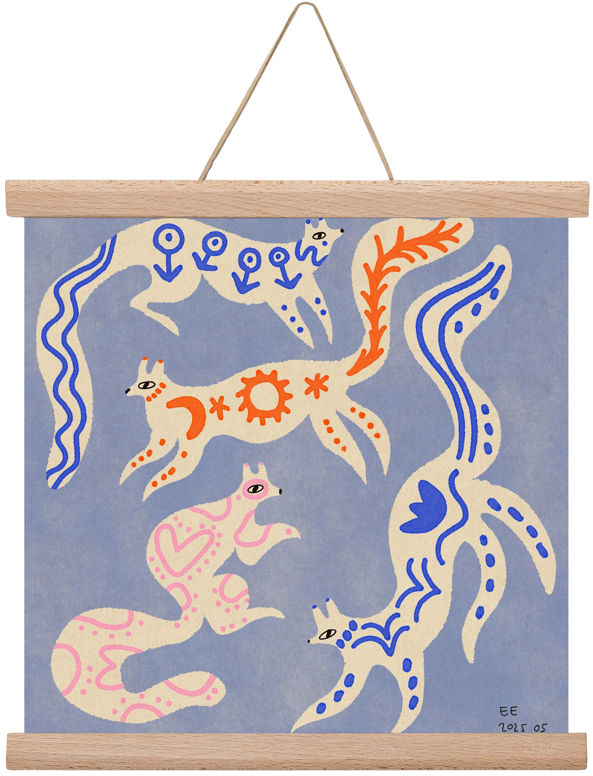 Magic folk squirrels 3., 30x30 cm (30x30 cm), Tölgy akasztó