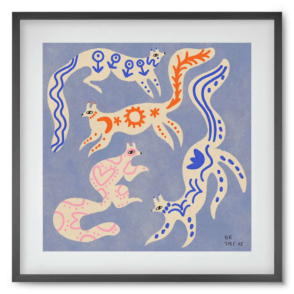 Magic folk squirrels 3., 50x50 cm (40x40 cm), Fekete keret, paszpartuval