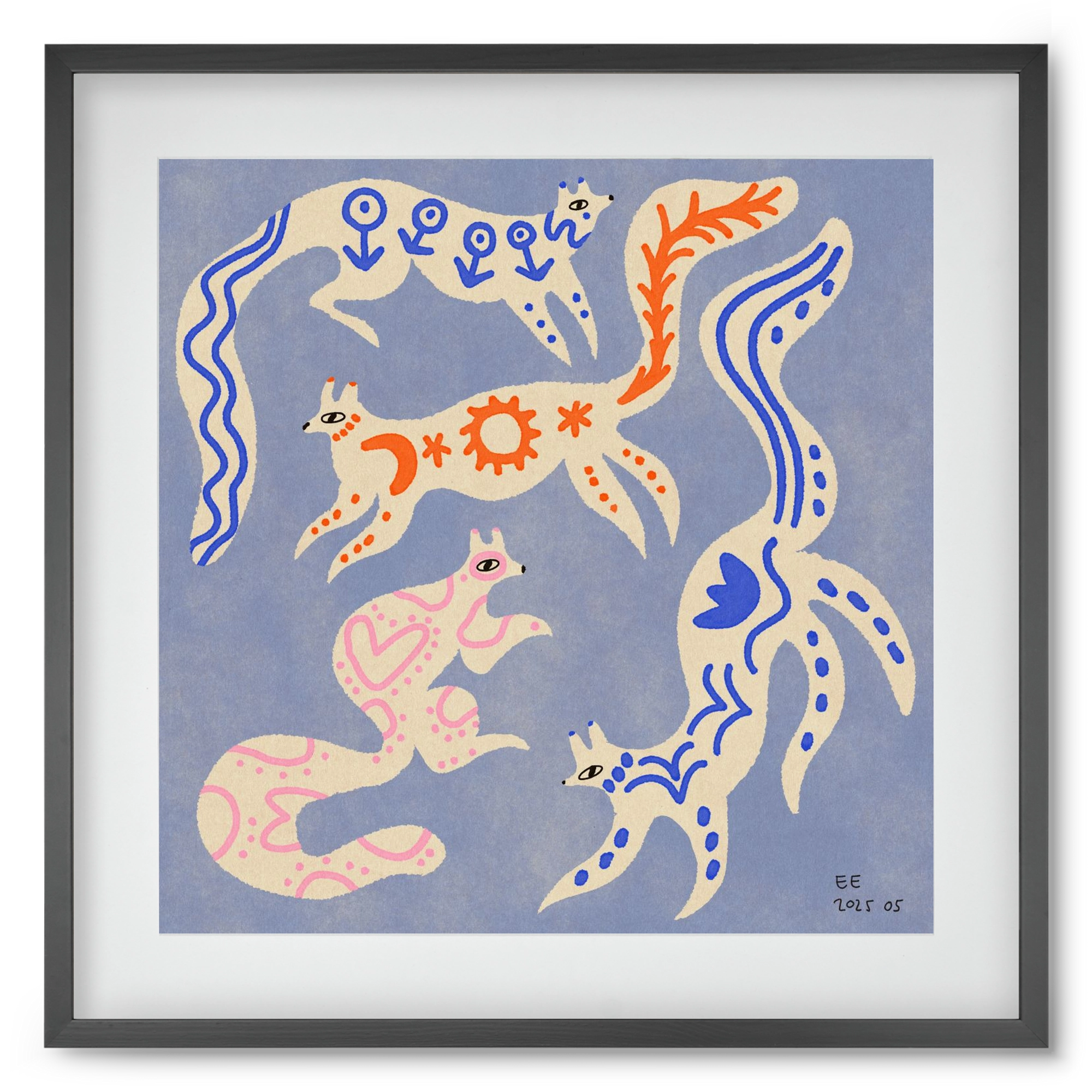 Magic folk squirrels 3., 50x50 cm (40x40 cm), Fekete keret, paszpartuval