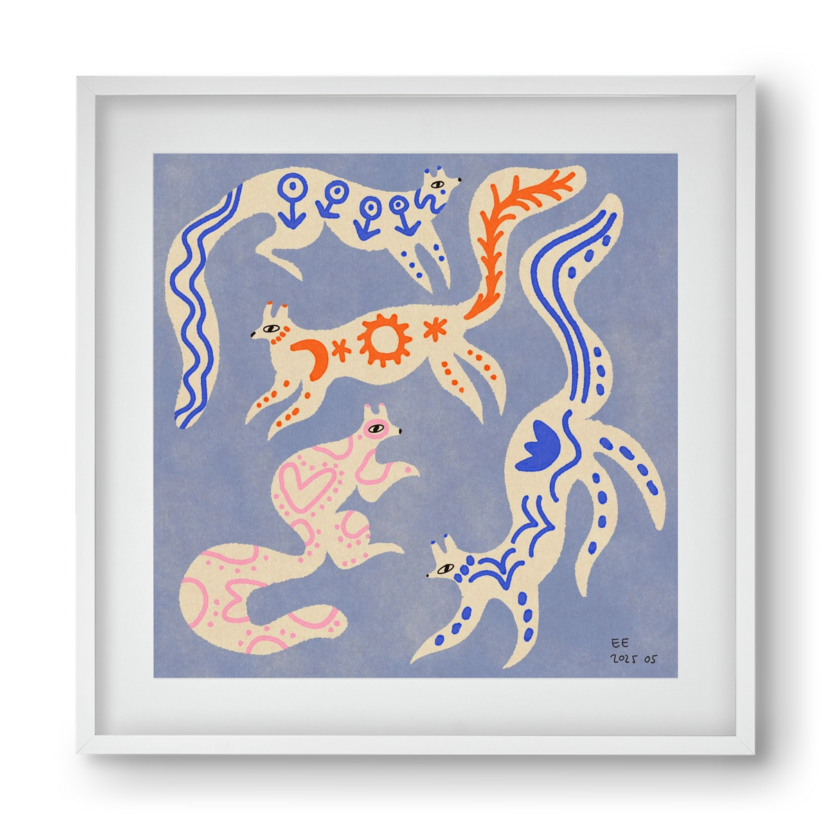 Magic folk squirrels 3., 40x40 cm (30x30 cm), Fehér keret, paszpartuval