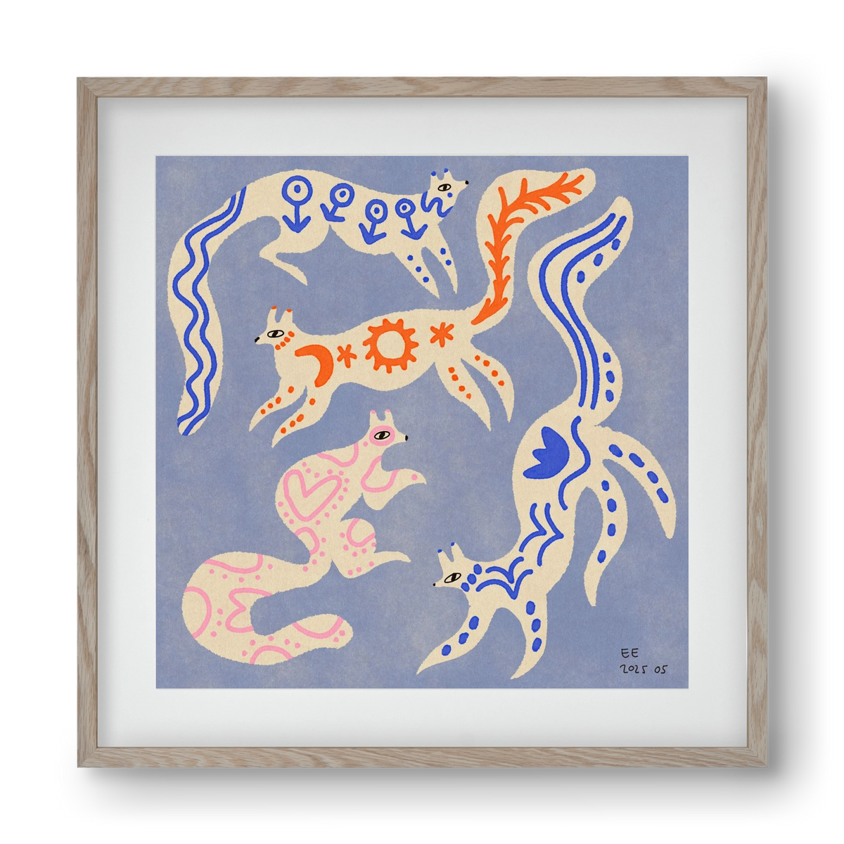 Magic folk squirrels 3., 40x40 cm (30x30 cm), Tölgy keret, paszpartuval