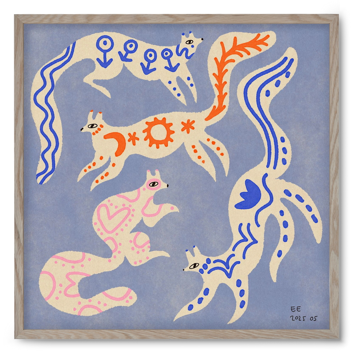 Magic folk squirrels 3., 50x50 cm (50x50 cm), Tölgy keret