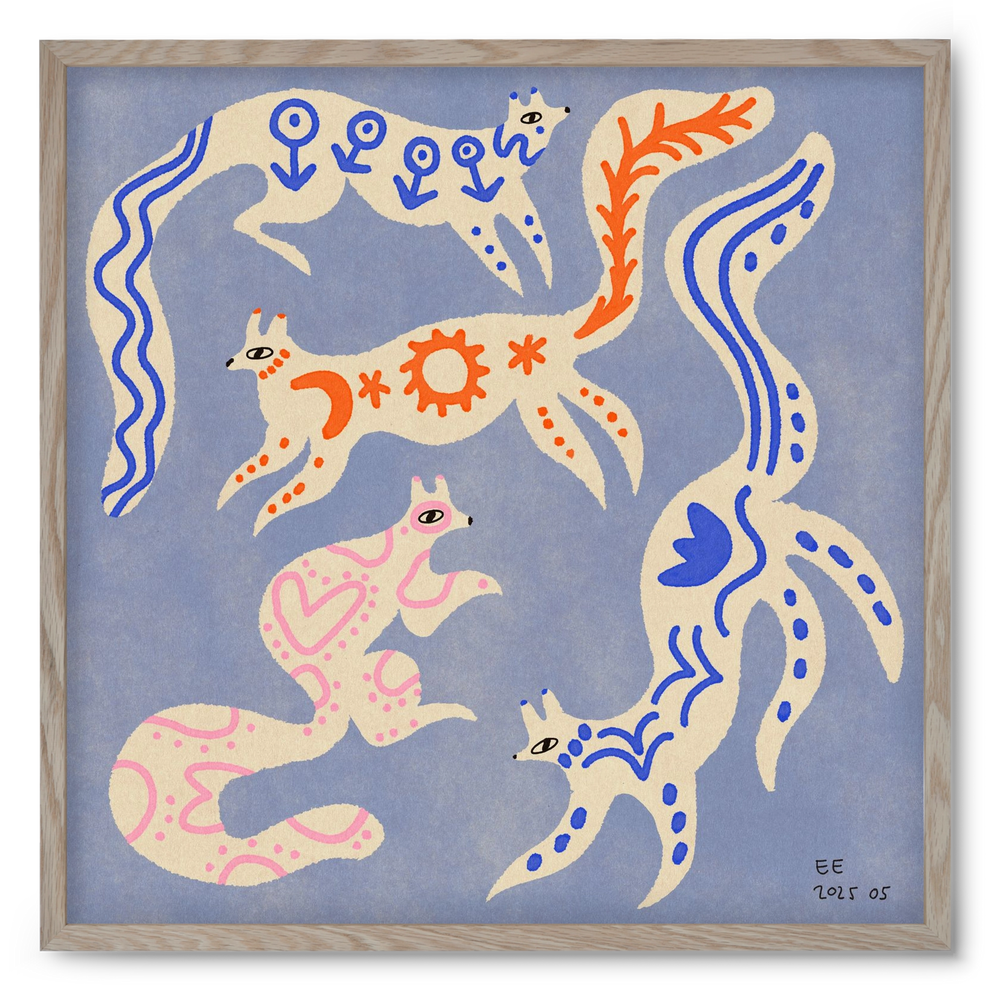 Magic folk squirrels 3., 50x50 cm (50x50 cm), Tölgy keret