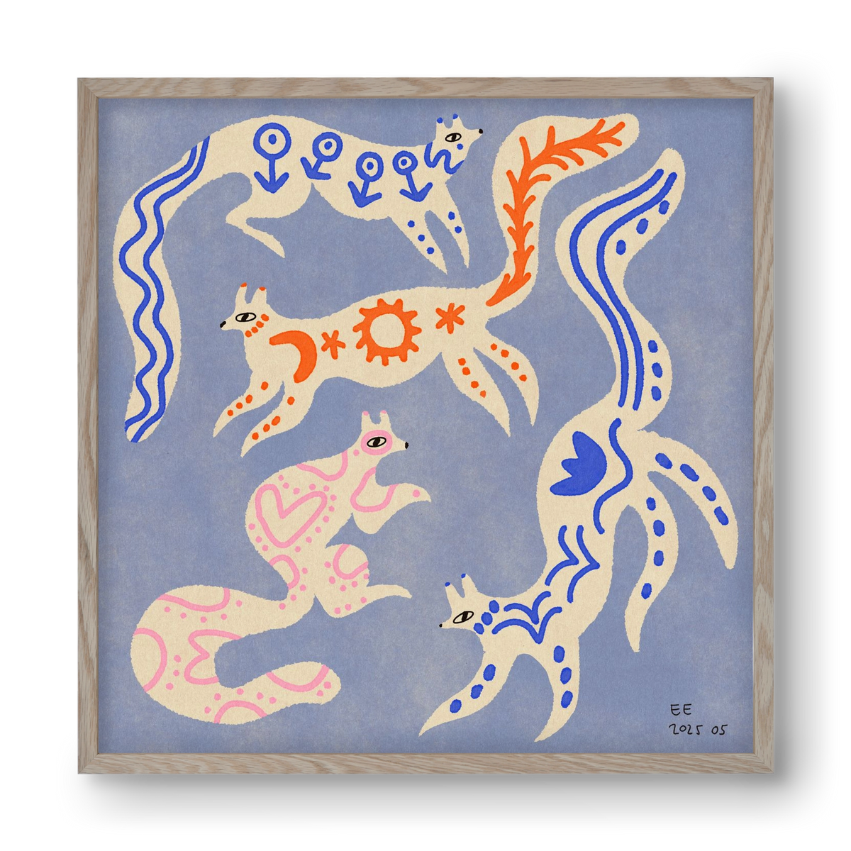 Magic folk squirrels 3., 40x40 cm (40x40 cm), Tölgy keret