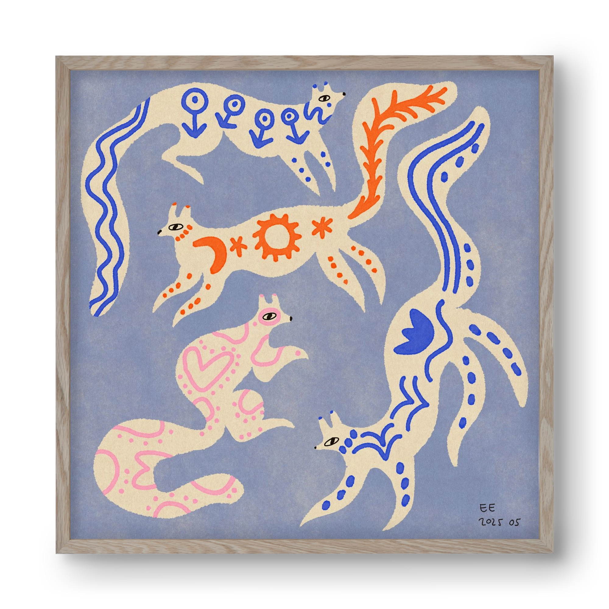 Magic folk squirrels 3., 40x40 cm (40x40 cm), Tölgy keret