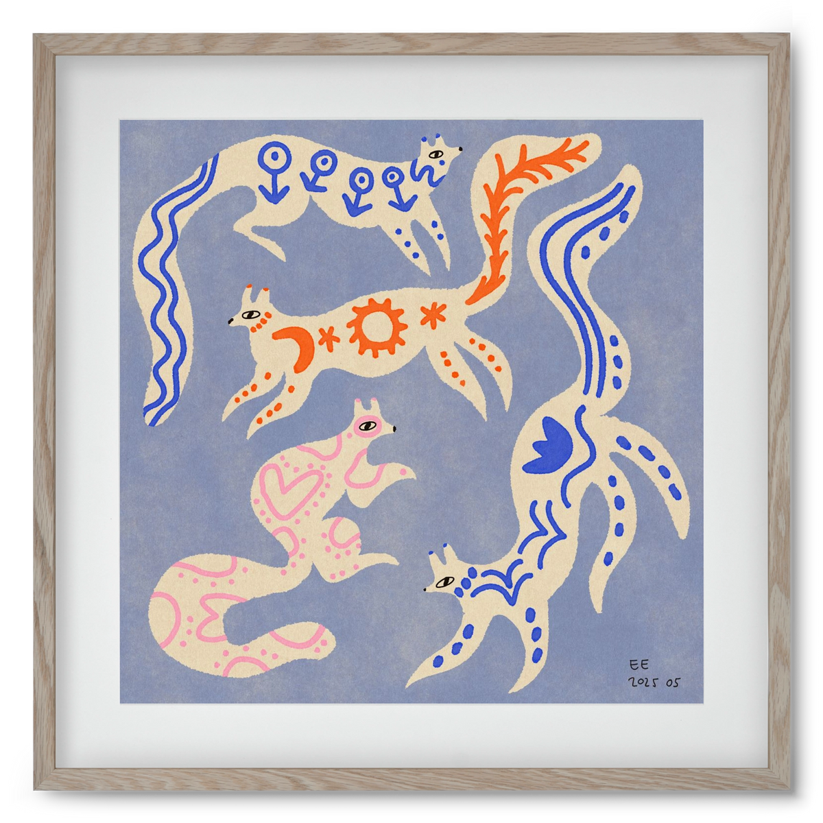 Magic folk squirrels 3., 50x50 cm (40x40 cm), Tölgy keret, paszpartuval