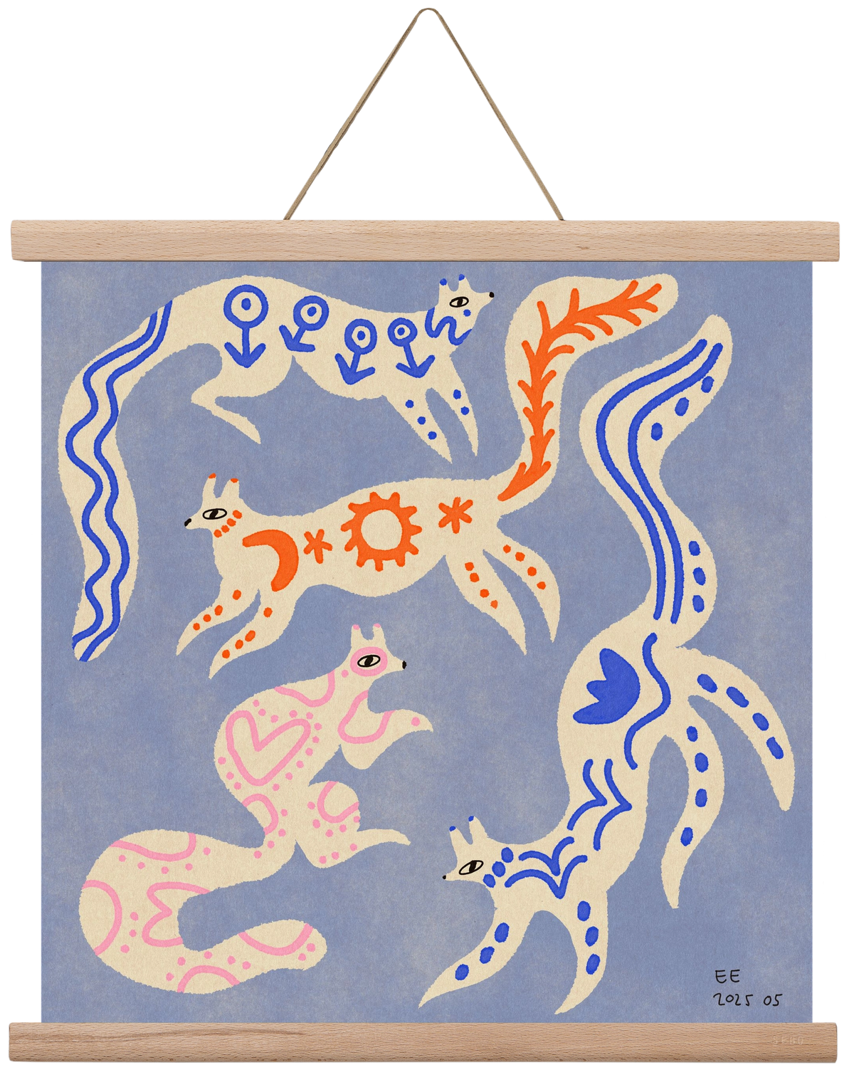 Magic folk squirrels 3., 40x40 cm (40x40 cm), Tölgy akasztó