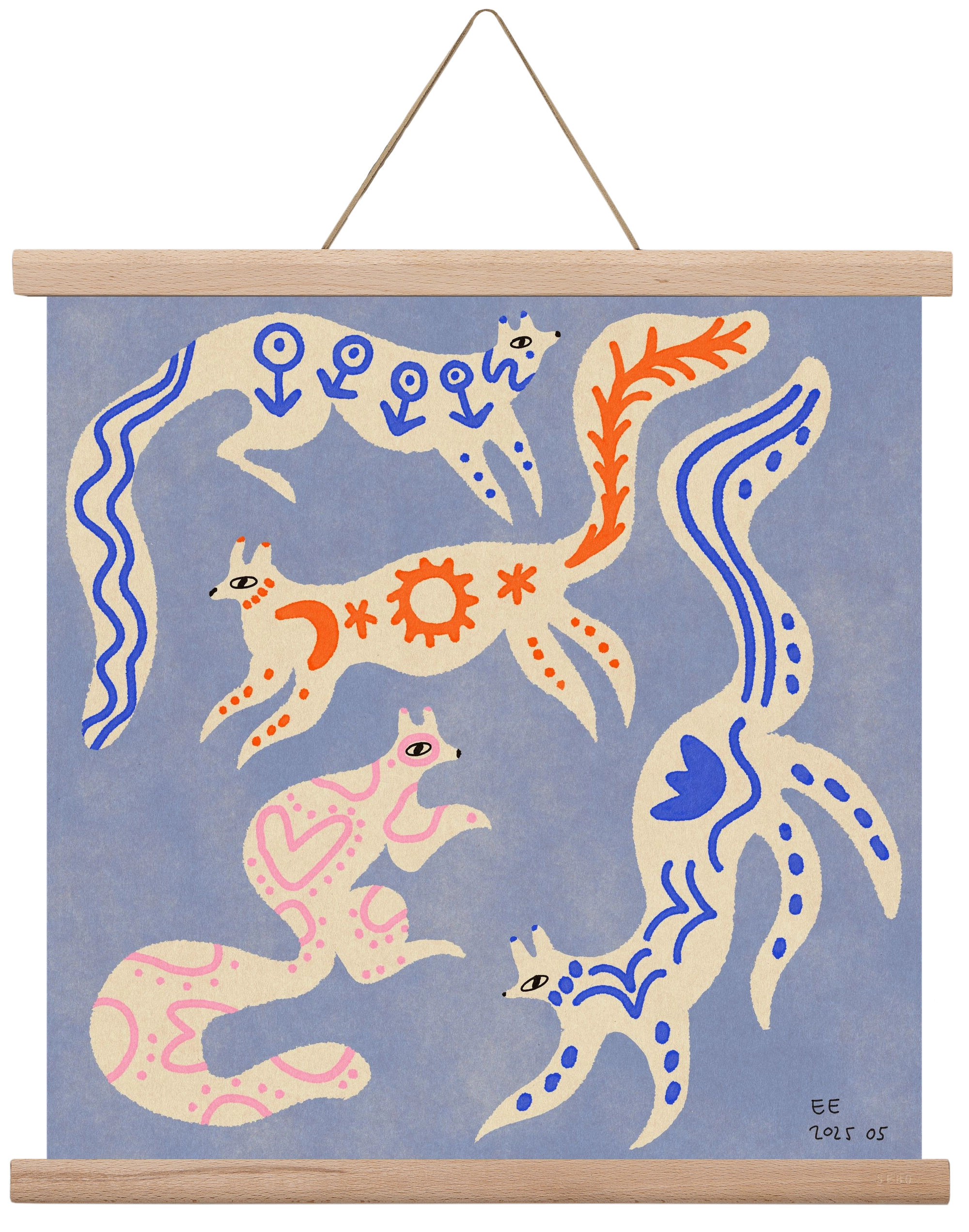 Magic folk squirrels 3., 40x40 cm (40x40 cm), Tölgy akasztó