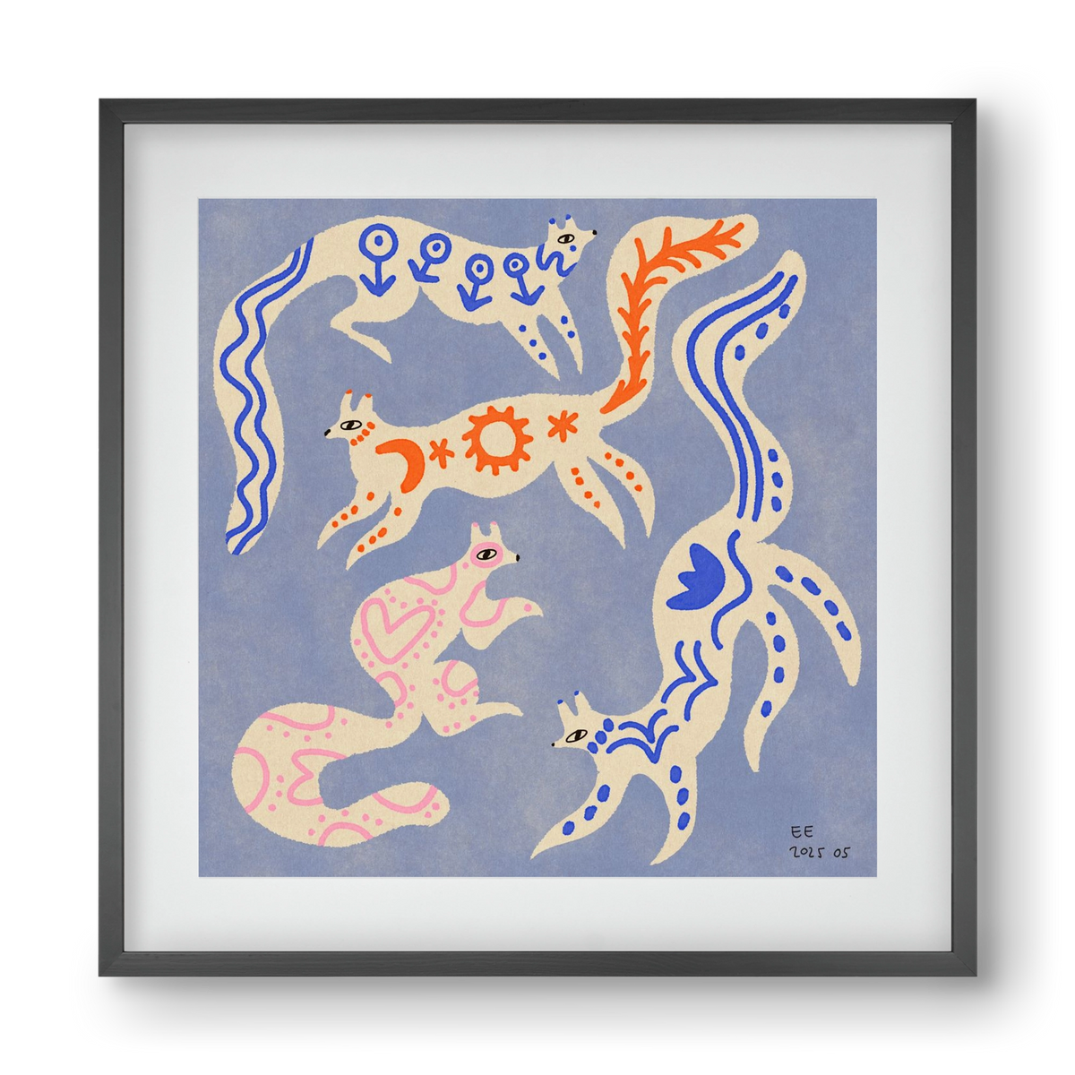 Magic folk squirrels 3., 40x40 cm (30x30 cm), Fekete keret, paszpartuval