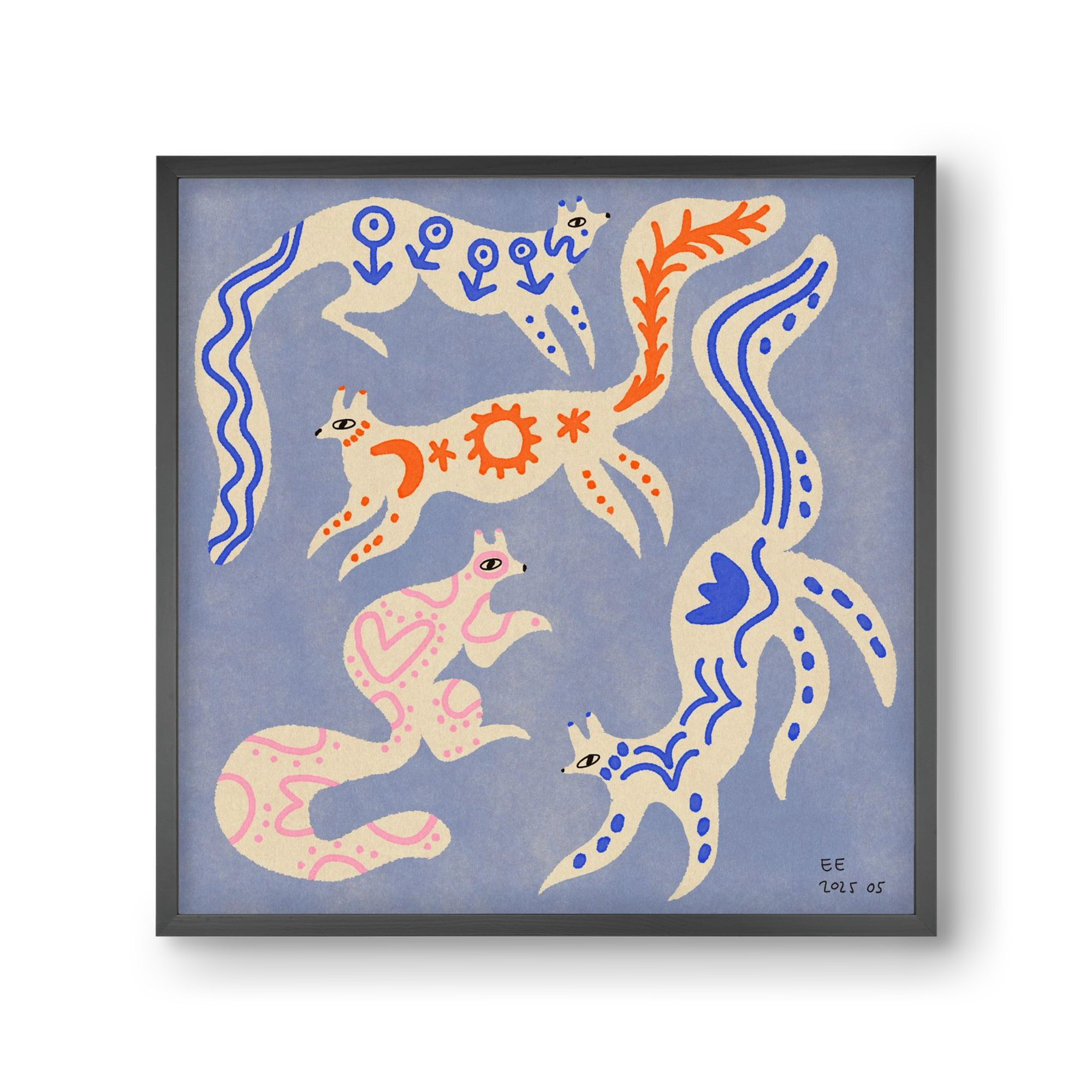 Magic folk squirrels 3., 30x30 cm (30x30 cm), Fekete keret