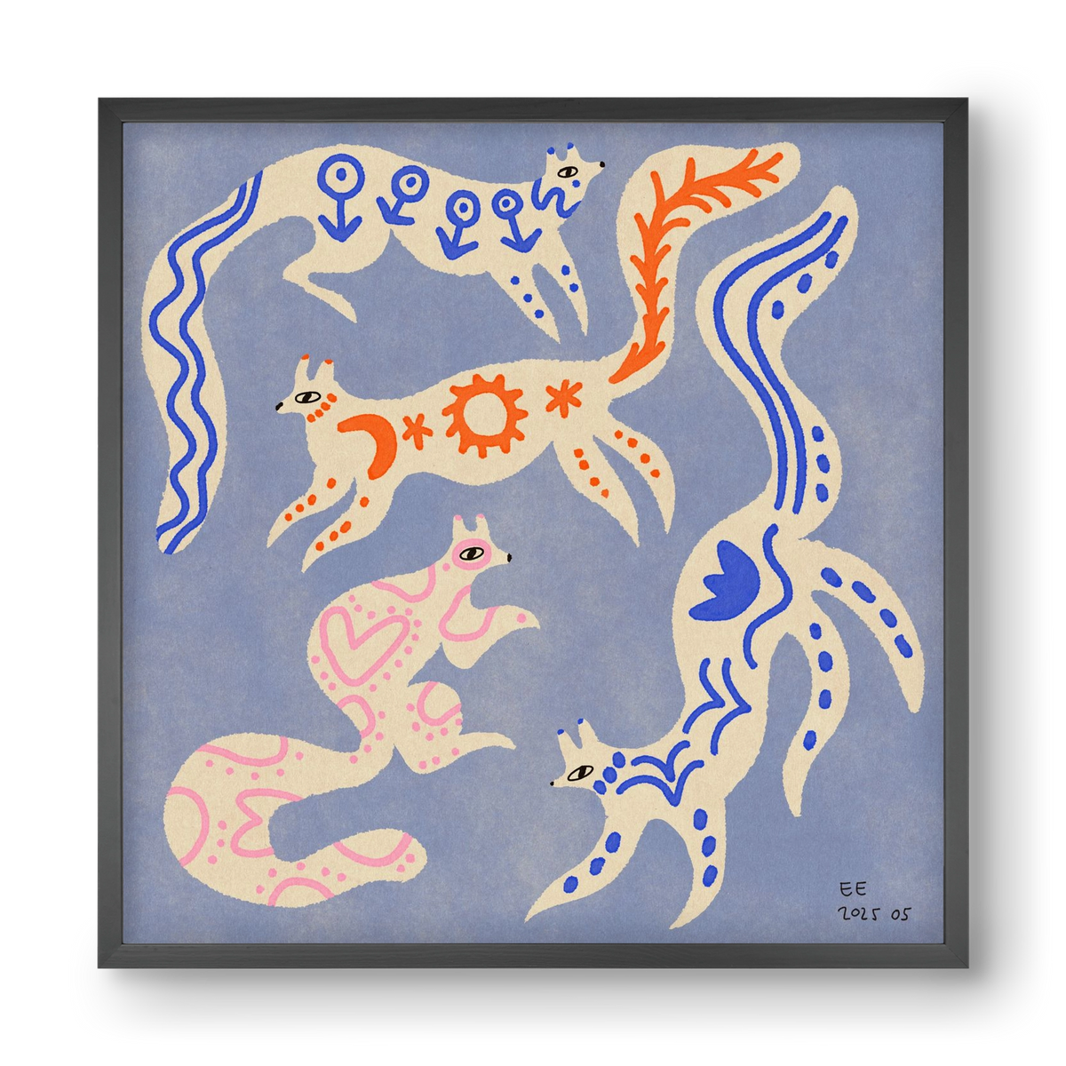 Magic folk squirrels 3., 40x40 cm (40x40 cm), Fekete keret