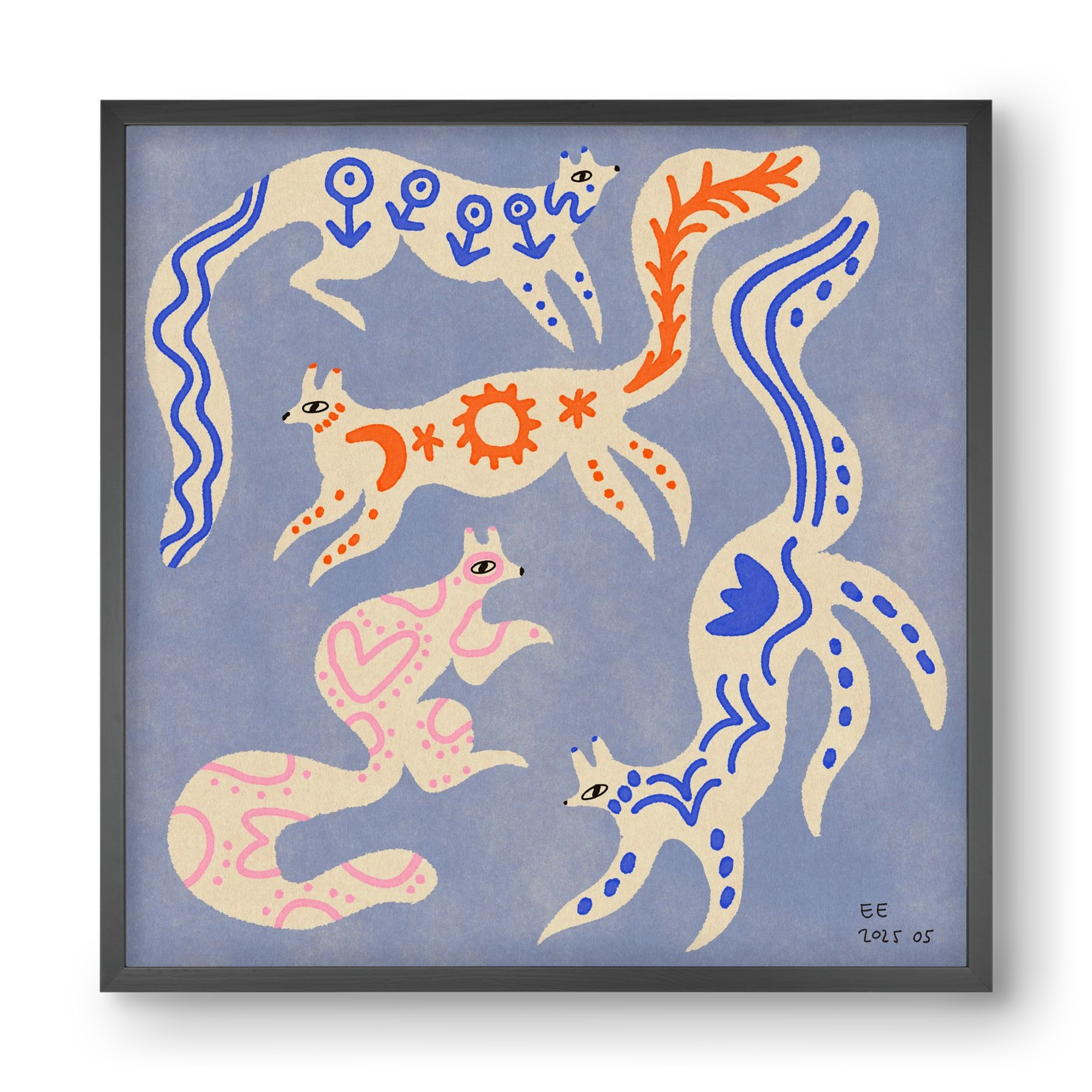 Magic folk squirrels 3., 40x40 cm (40x40 cm), Fekete keret
