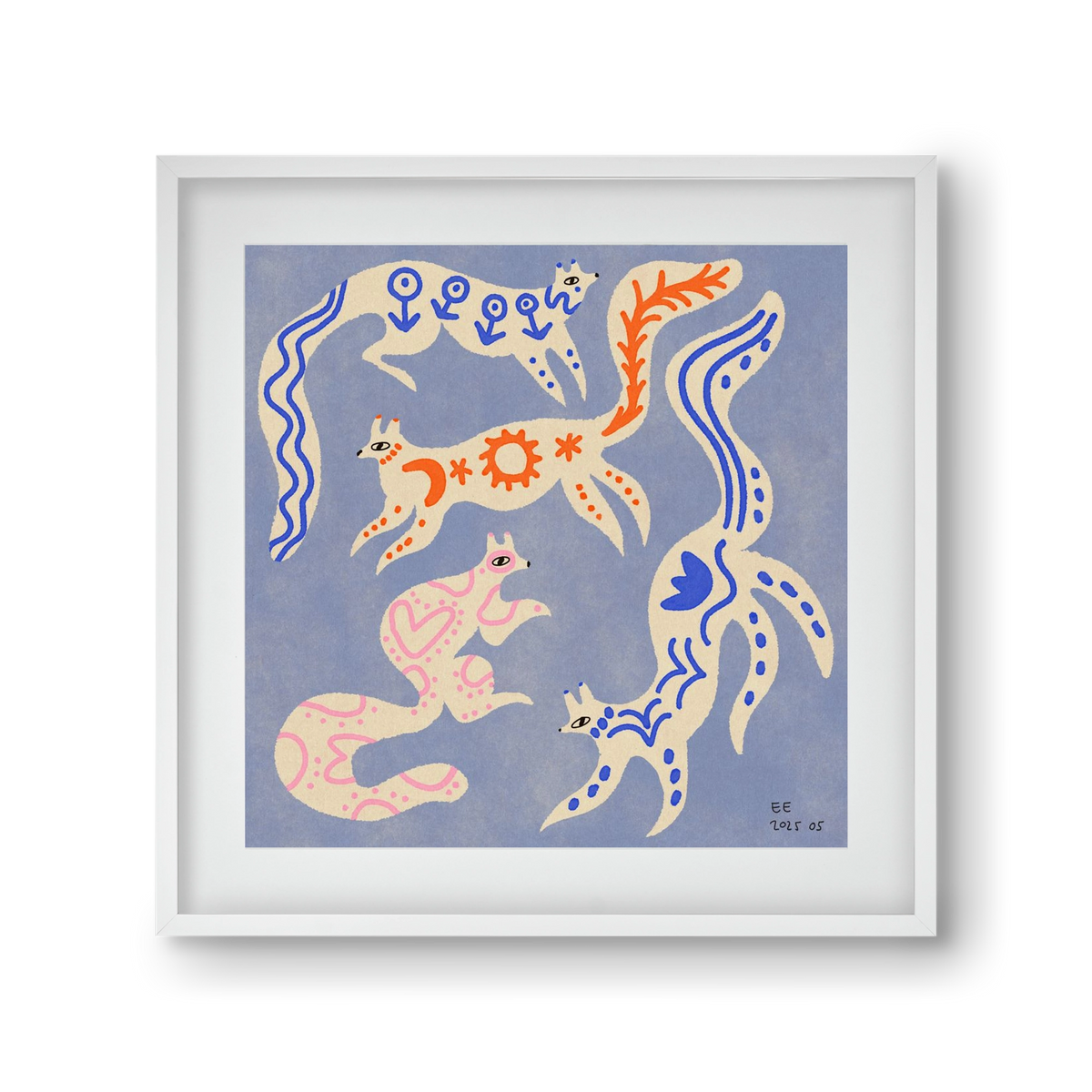 Magic folk squirrels 3., 30x30 cm (20x20 cm), Fehér keret, paszpartuval