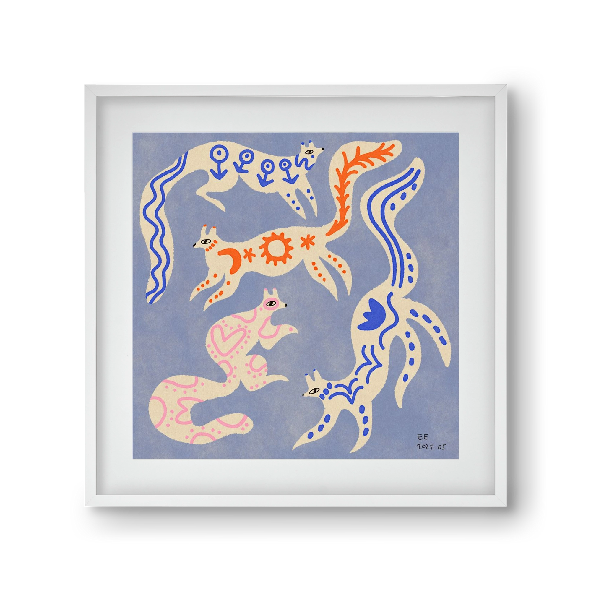 Magic folk squirrels 3., 30x30 cm (20x20 cm), Fehér keret, paszpartuval