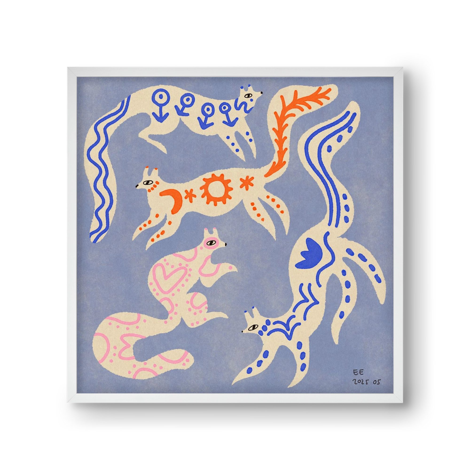 Magic folk squirrels 3., 30x30 cm (30x30 cm), Fehér keret