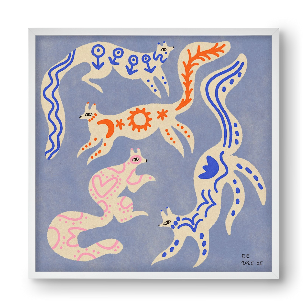 Magic folk squirrels 3., 40x40 cm (40x40 cm), Fehér keret