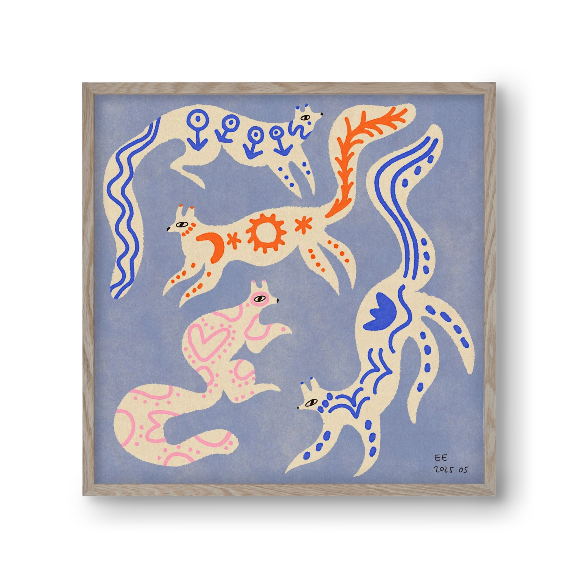 Magic folk squirrels 3., 30x30 cm (30x30 cm), Tölgy keret