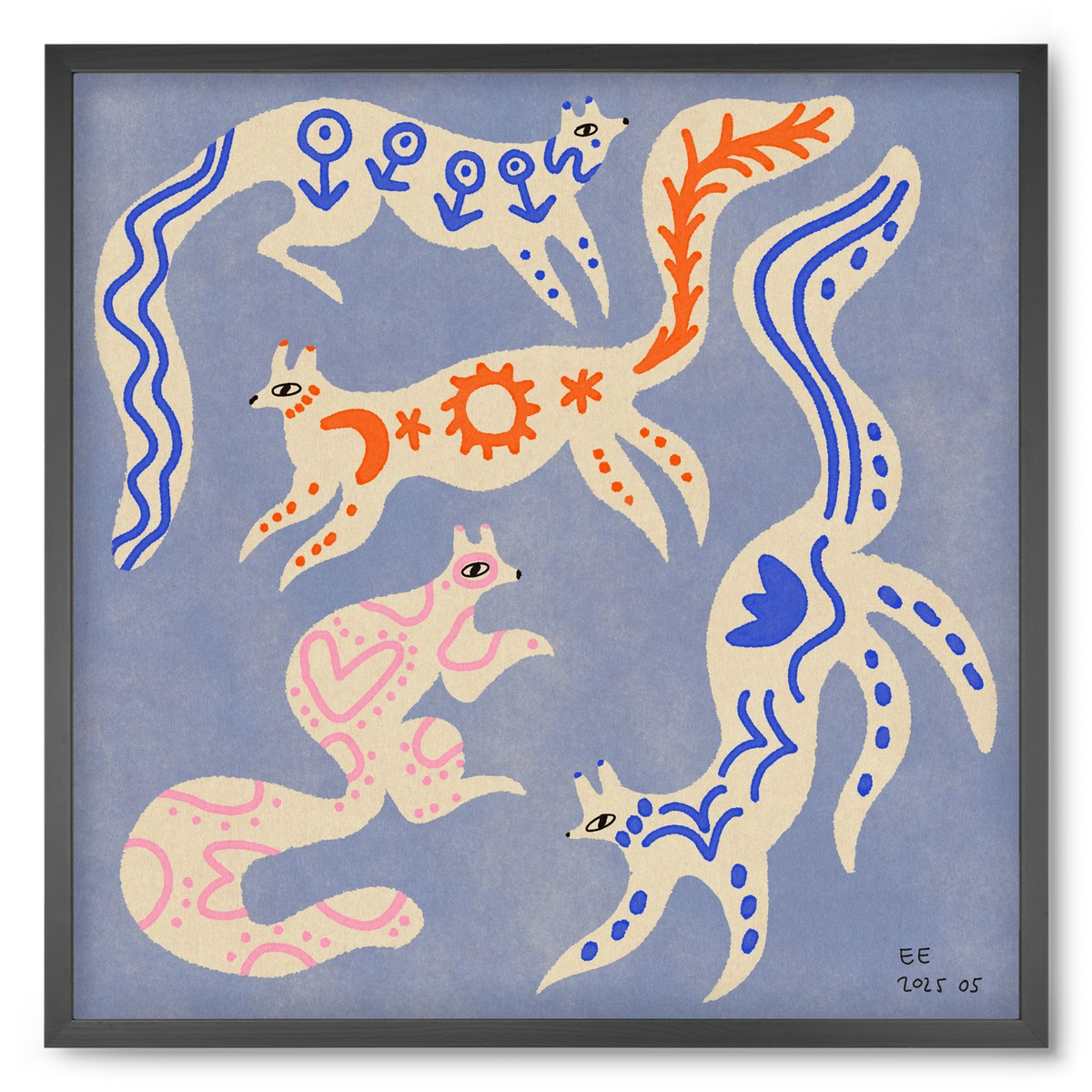 Magic folk squirrels 3., 50x50 cm (50x50 cm), Fekete keret