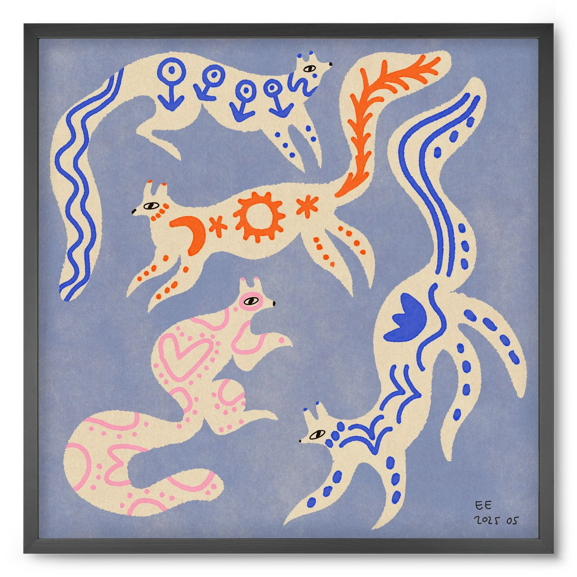 Magic folk squirrels 3., 50x50 cm (50x50 cm), Fekete keret