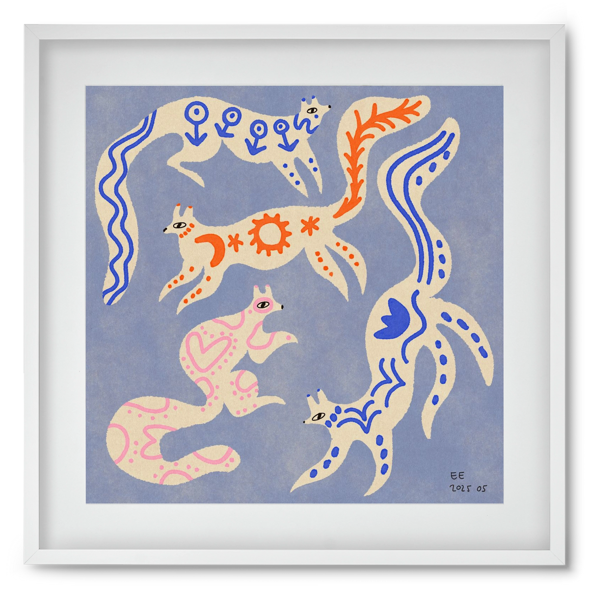 Magic folk squirrels 3., 50x50 cm (40x40 cm), Fehér keret, paszpartuval