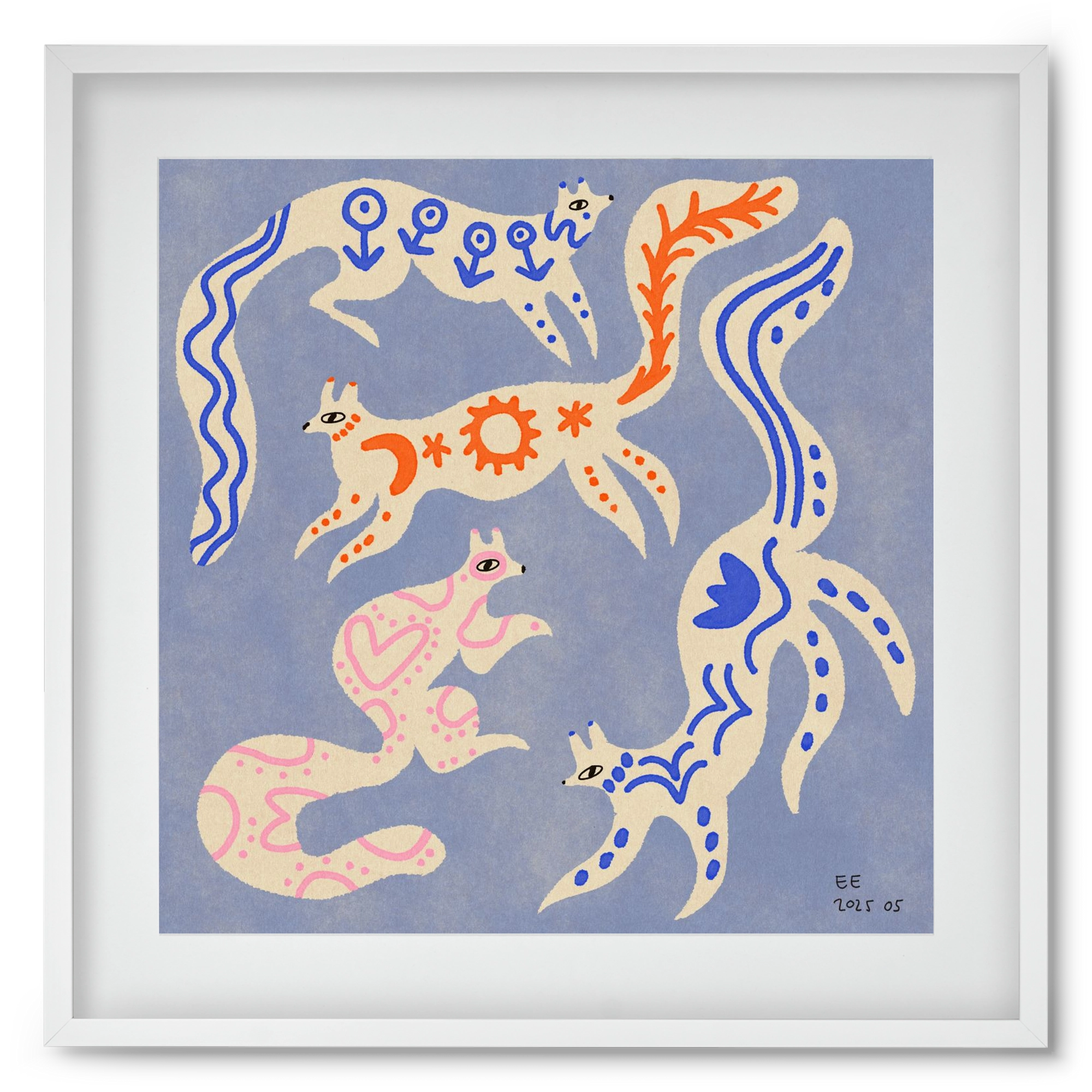 Magic folk squirrels 3., 50x50 cm (40x40 cm), Fehér keret, paszpartuval