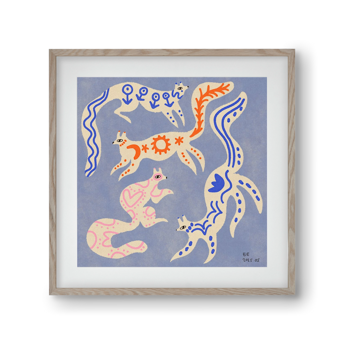 Magic folk squirrels 3., 30x30 cm (20x20 cm), Tölgy keret, paszpartuval