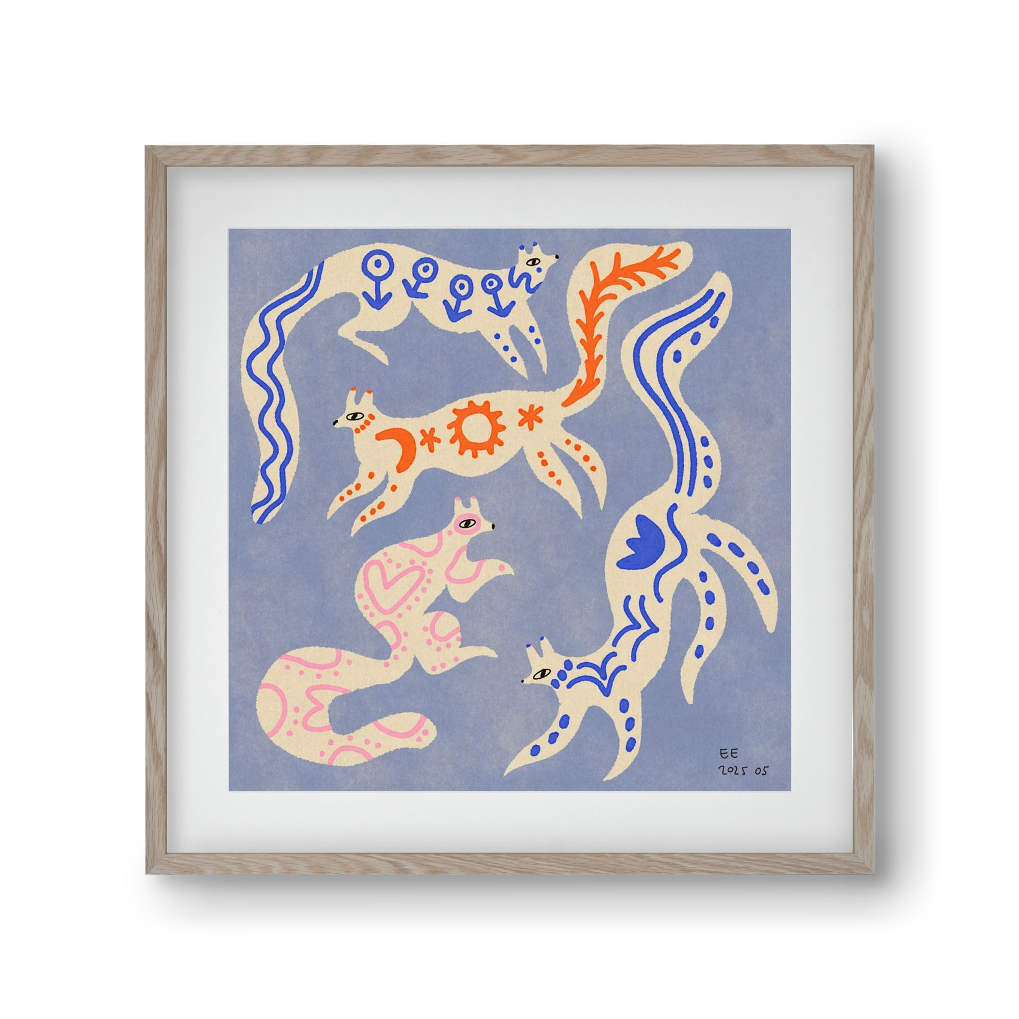 Magic folk squirrels 3., 30x30 cm (20x20 cm), Tölgy keret, paszpartuval