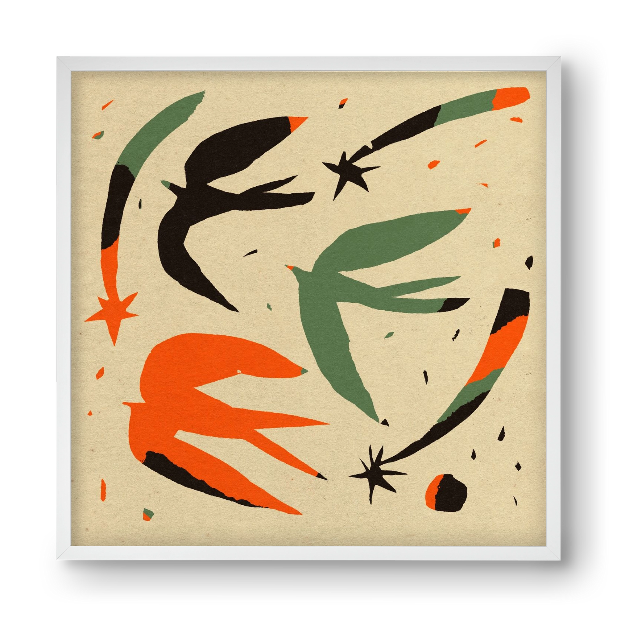 Bird pattern, 40x40 cm (40x40 cm), Fehér keret