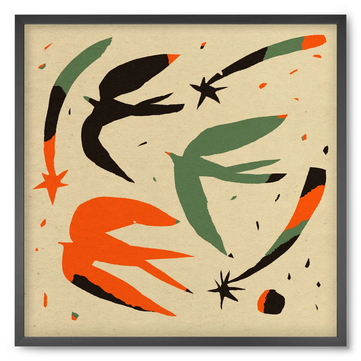 Bird pattern, 50x50 cm (50x50 cm), Fekete keret