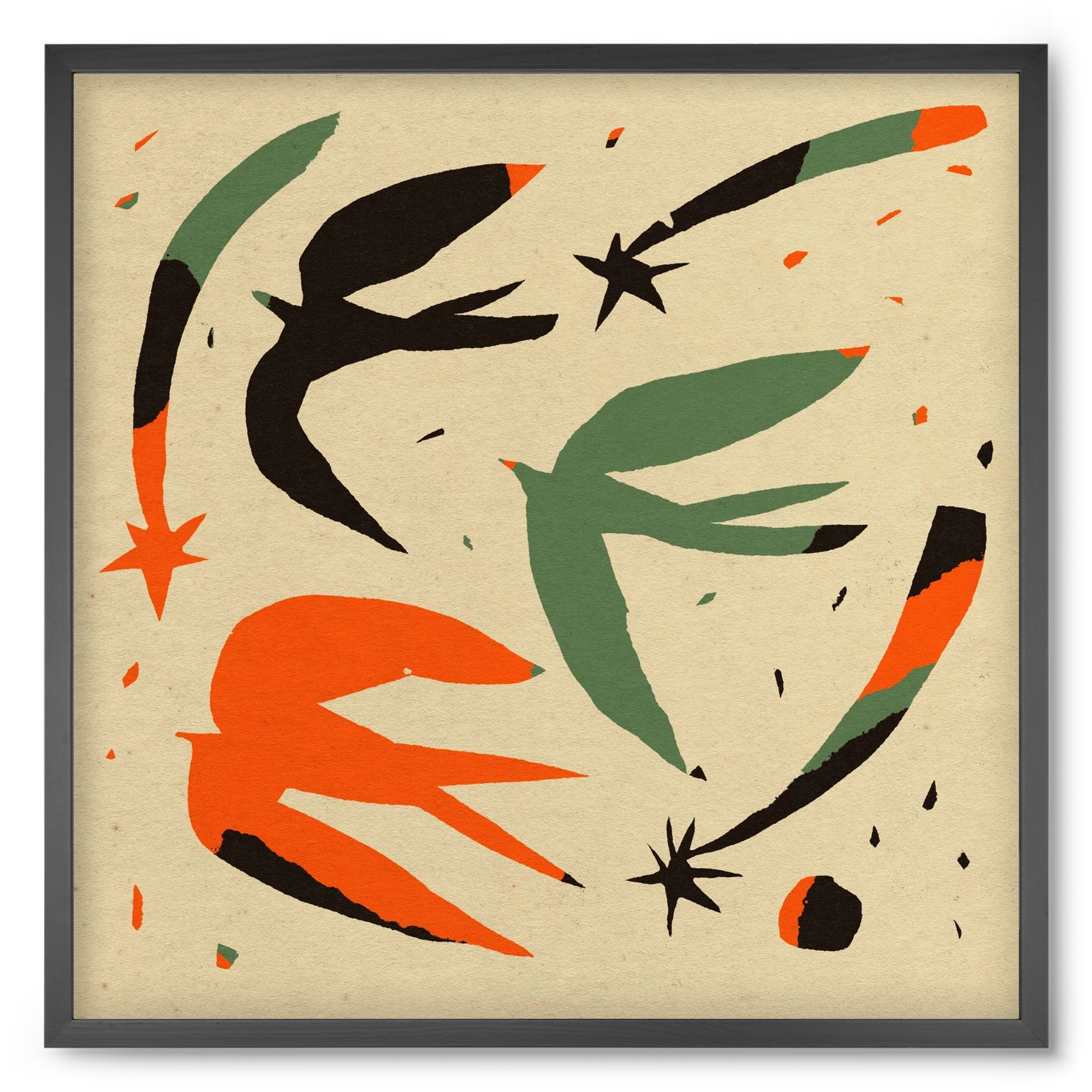 Bird pattern, 50x50 cm (50x50 cm), Fekete keret