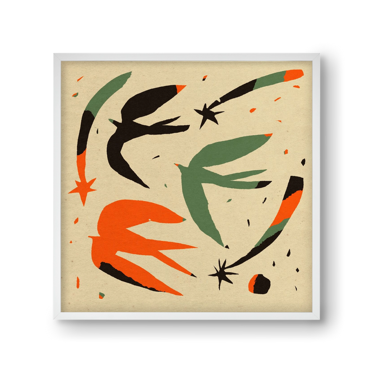 Bird pattern, 30x30 cm (30x30 cm), Fehér keret