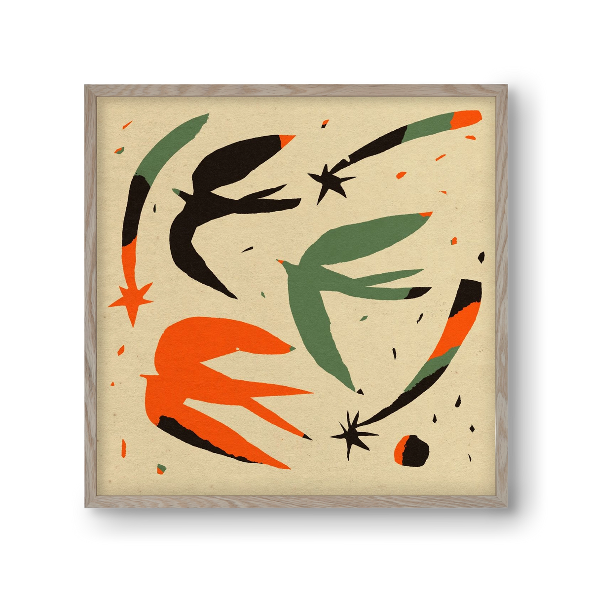 Bird pattern, 30x30 cm (30x30 cm), Tölgy keret