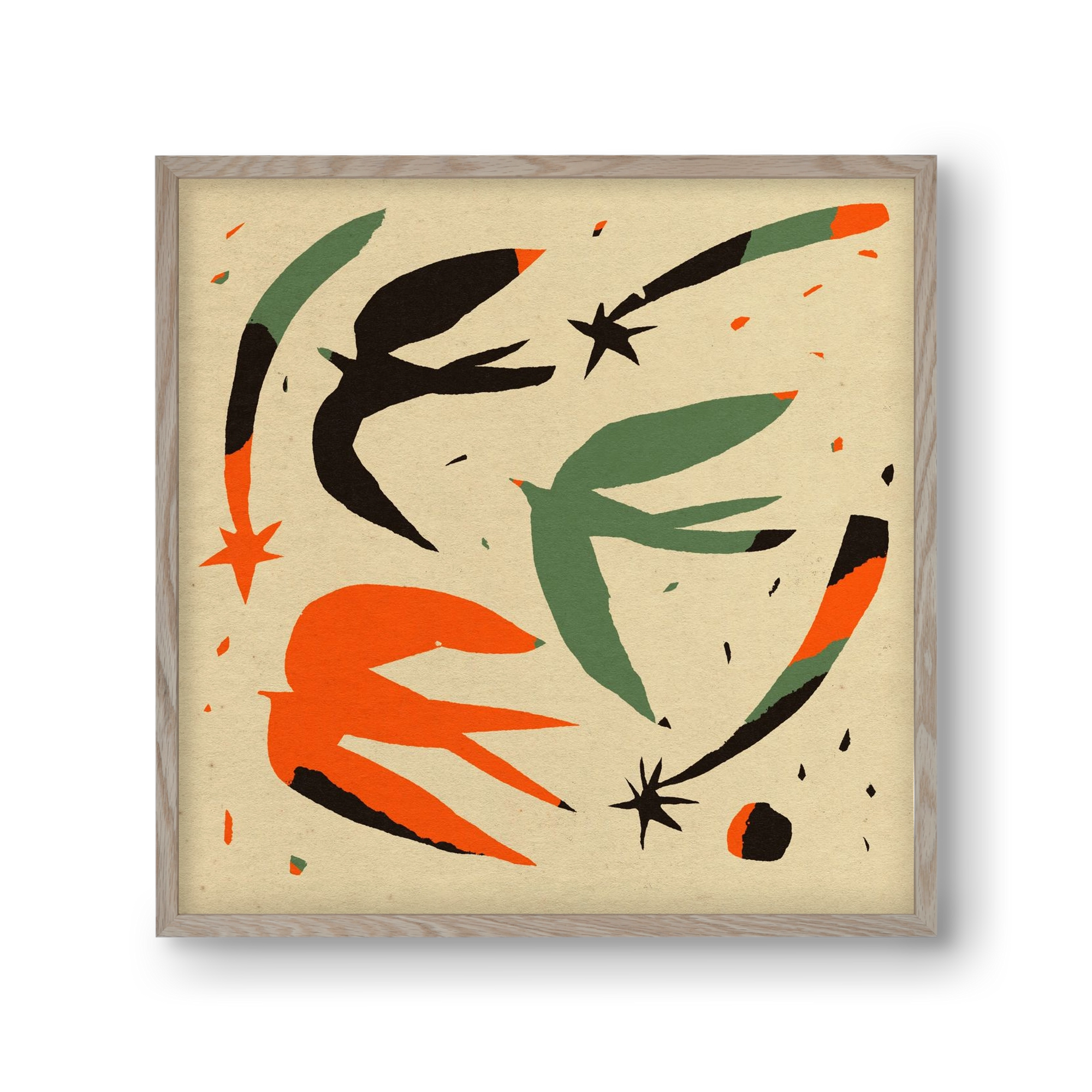 Bird pattern, 30x30 cm (30x30 cm), Tölgy keret
