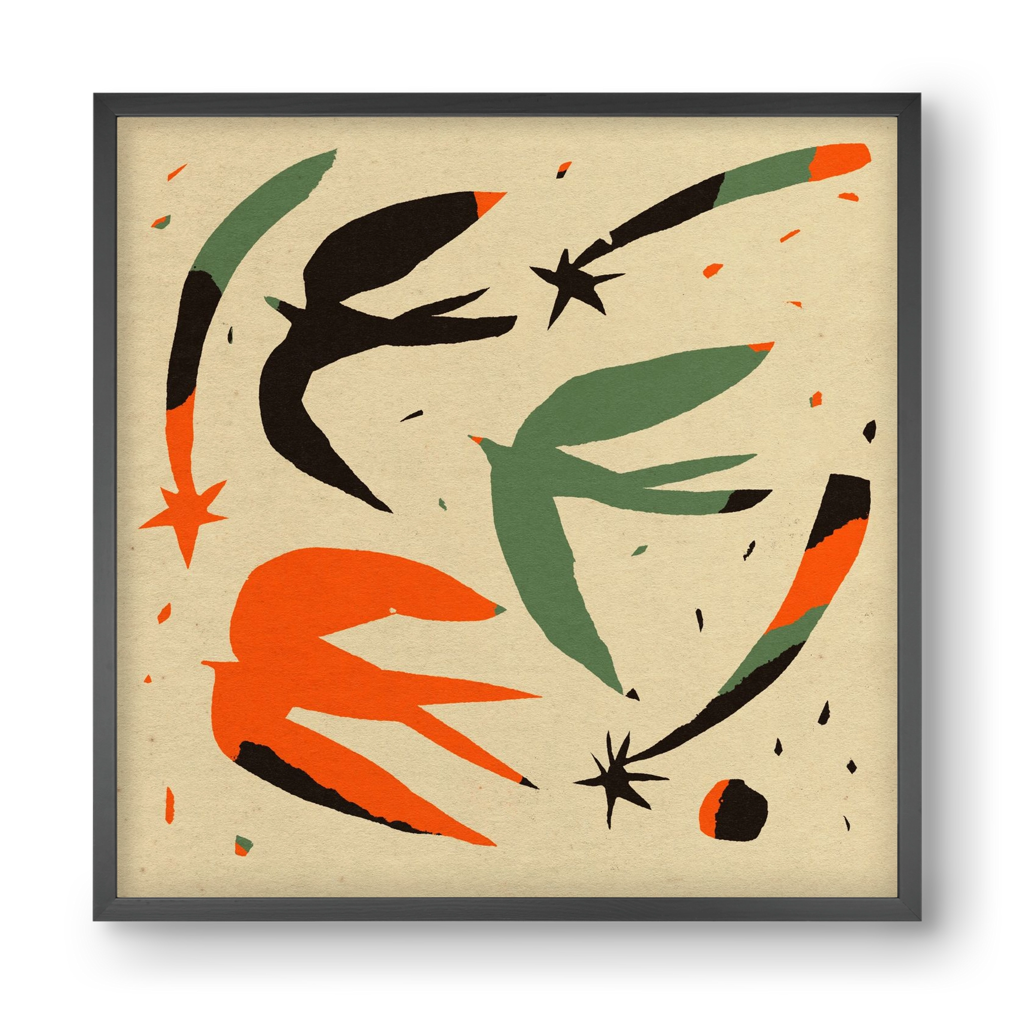 Bird pattern, 40x40 cm (40x40 cm), Fekete keret