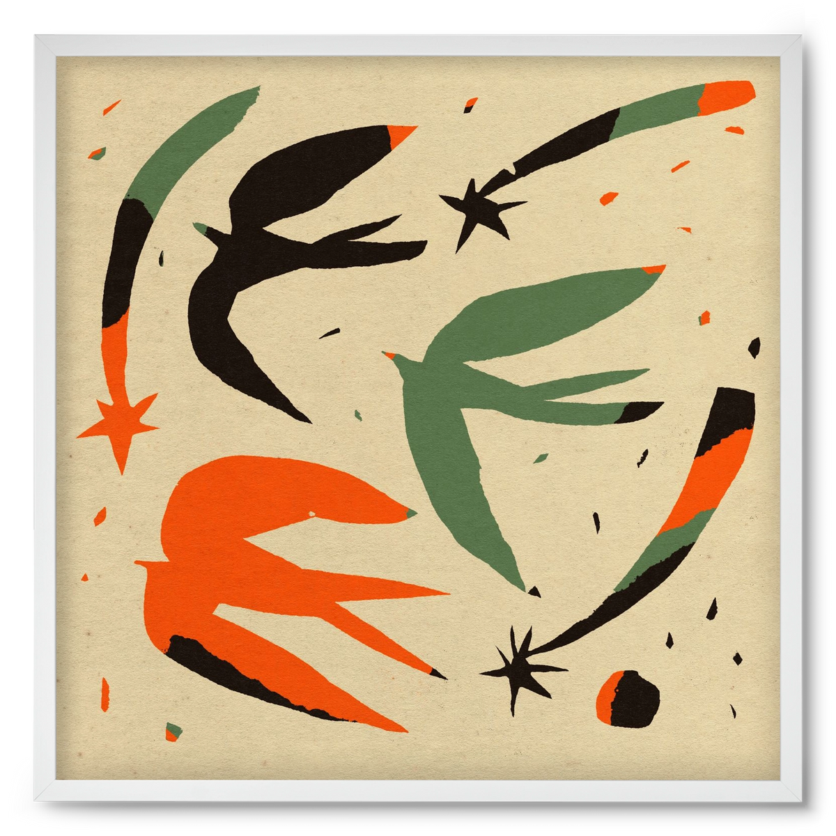 Bird pattern, 50x50 cm (50x50 cm), Fehér keret