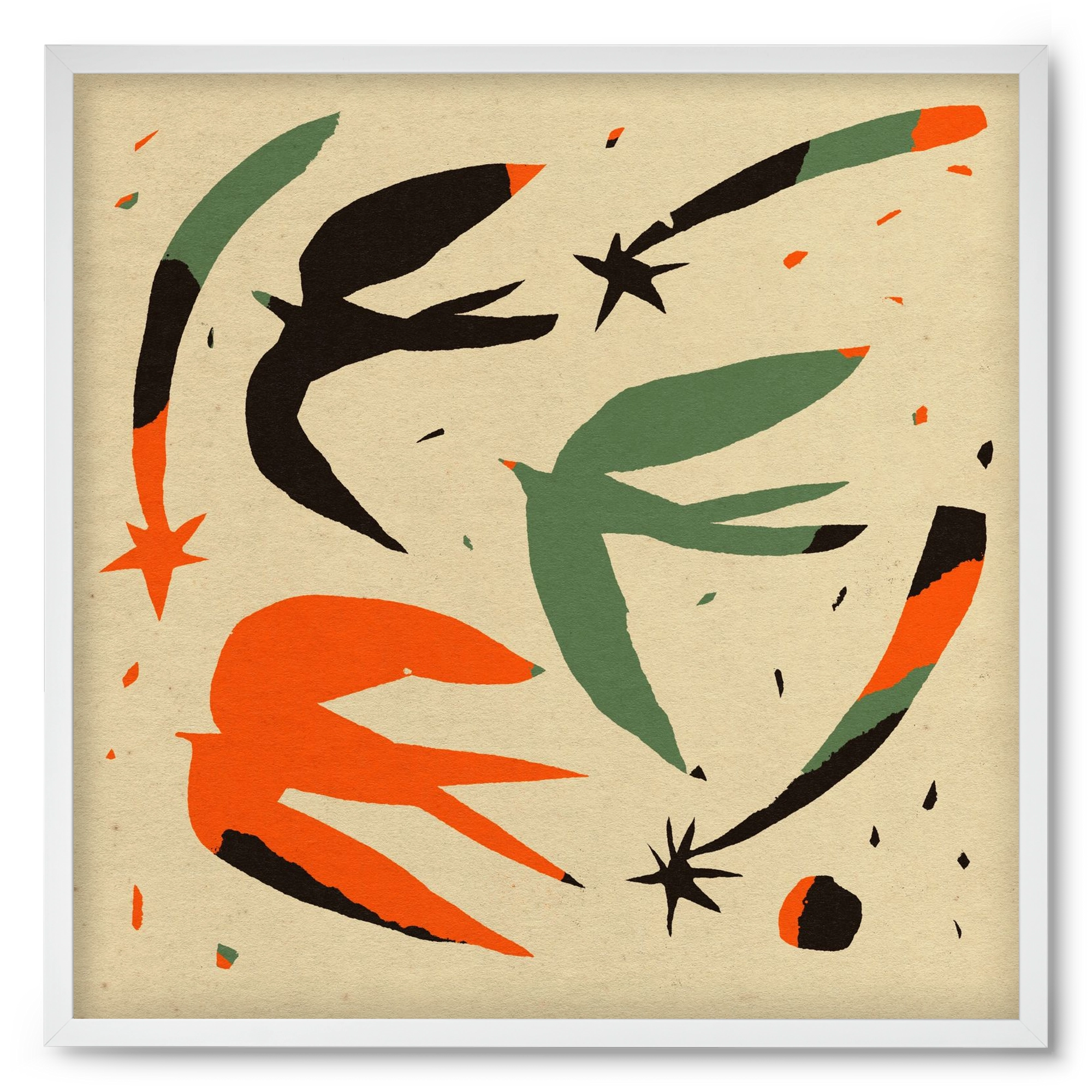 Bird pattern, 50x50 cm (50x50 cm), Fehér keret