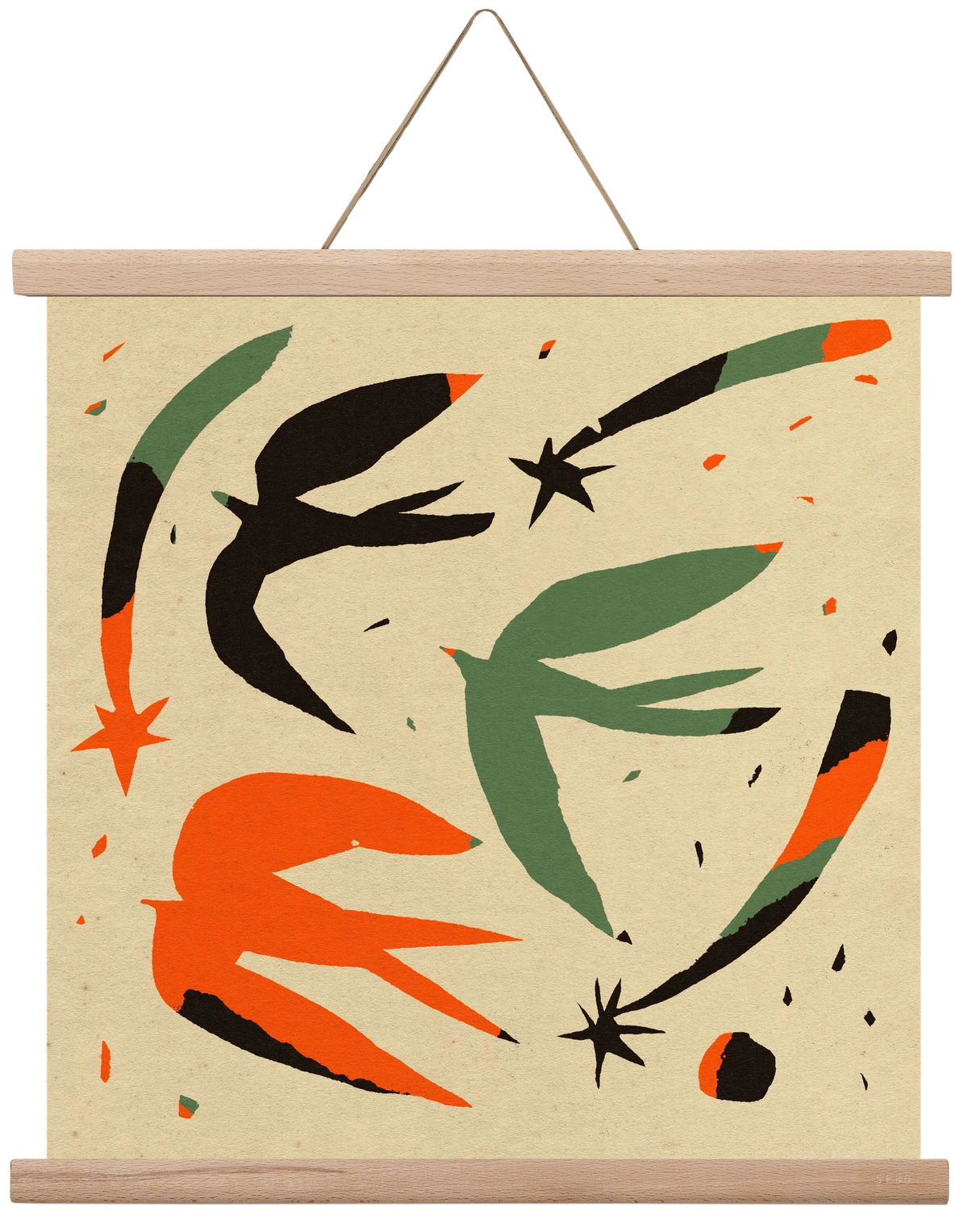 Bird pattern, 40x40 cm (40x40 cm), Tölgy akasztó