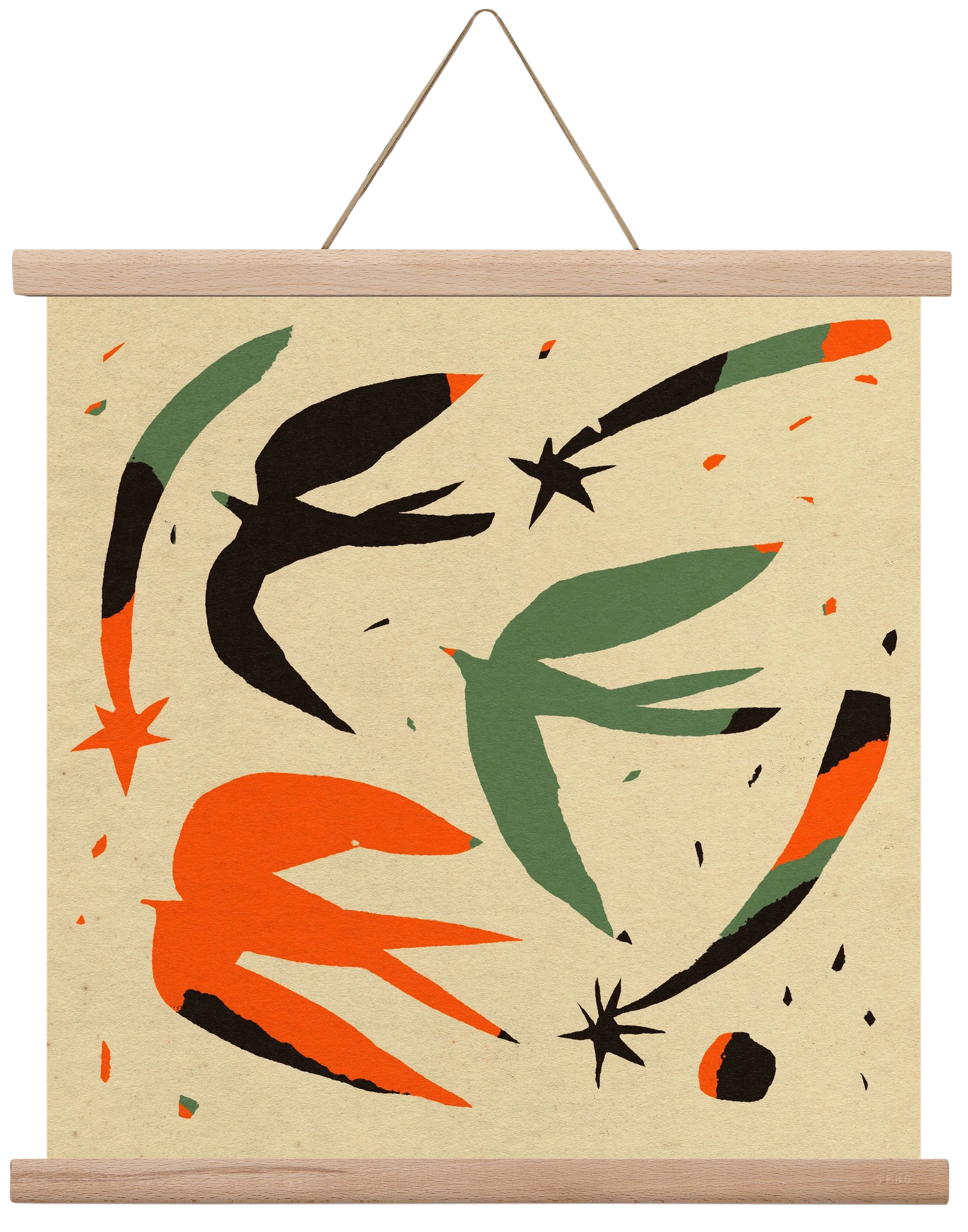 Bird pattern, 40x40 cm (40x40 cm), Tölgy akasztó