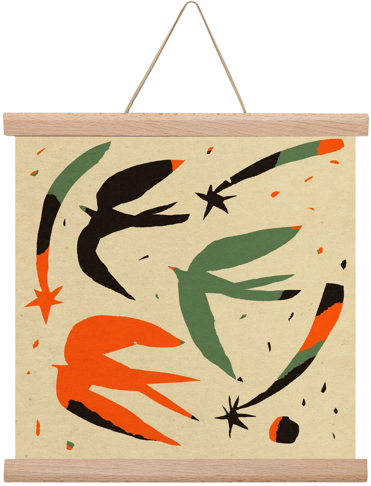 Bird pattern, 30x30 cm (30x30 cm), Tölgy akasztó