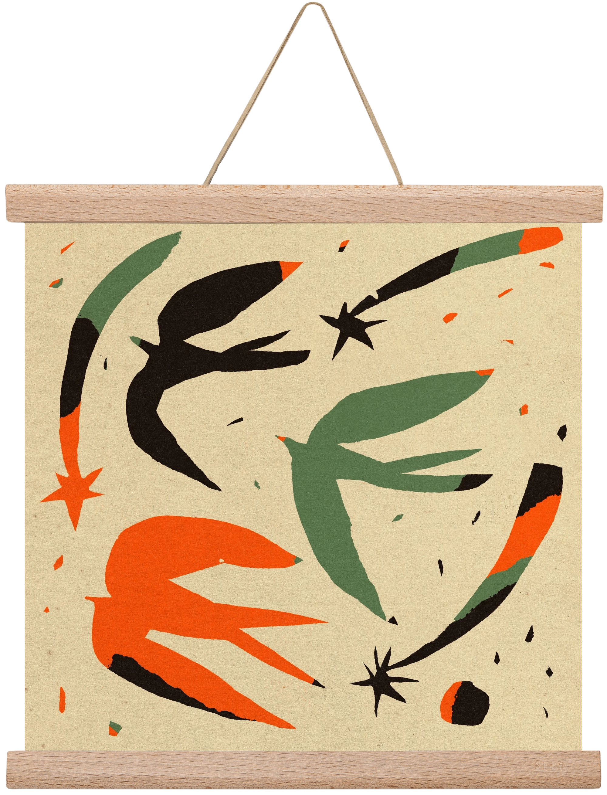 Bird pattern, 30x30 cm (30x30 cm), Tölgy akasztó