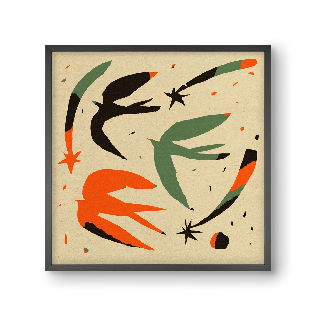 Bird pattern, 30x30 cm (30x30 cm), Fekete keret
