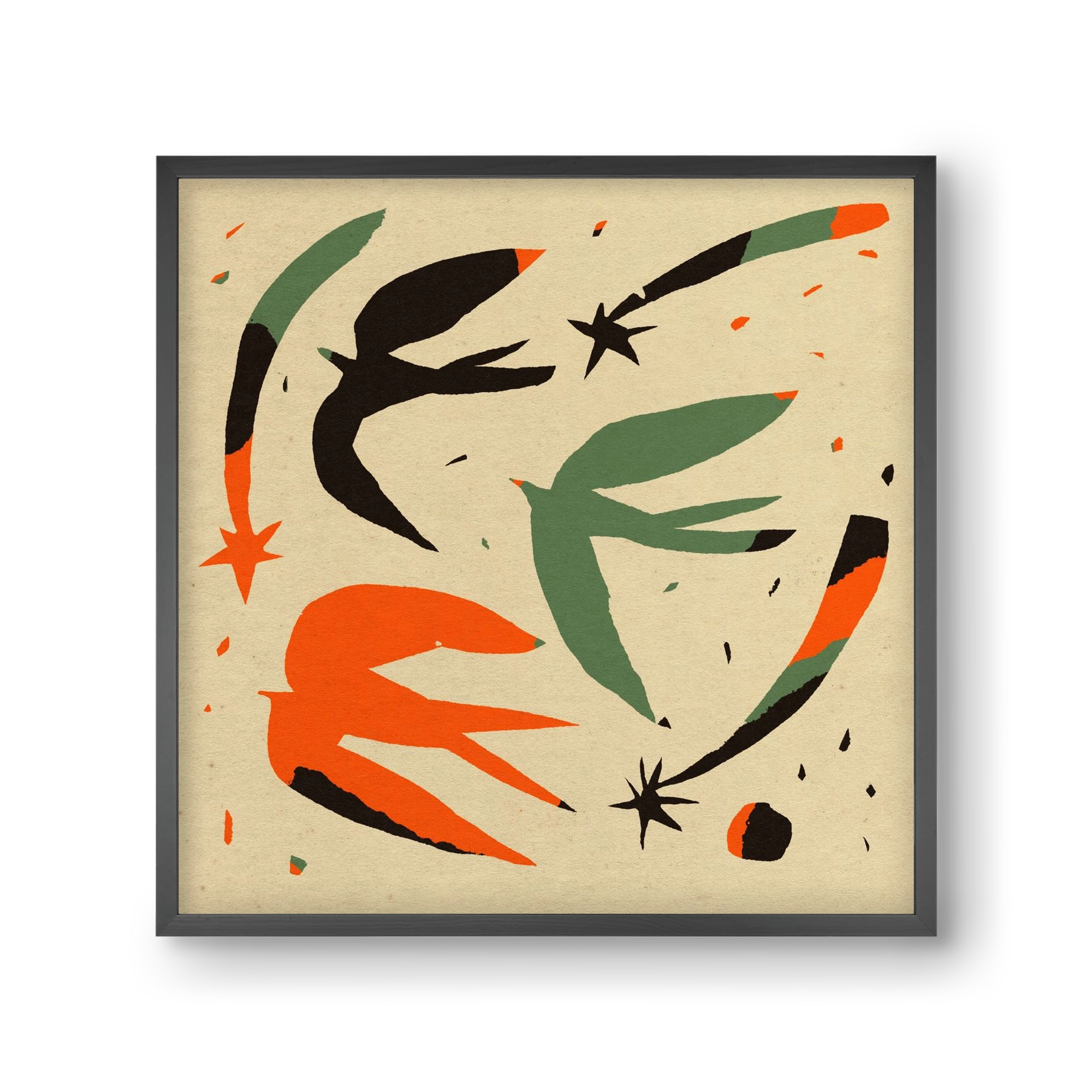 Bird pattern, 30x30 cm (30x30 cm), Fekete keret