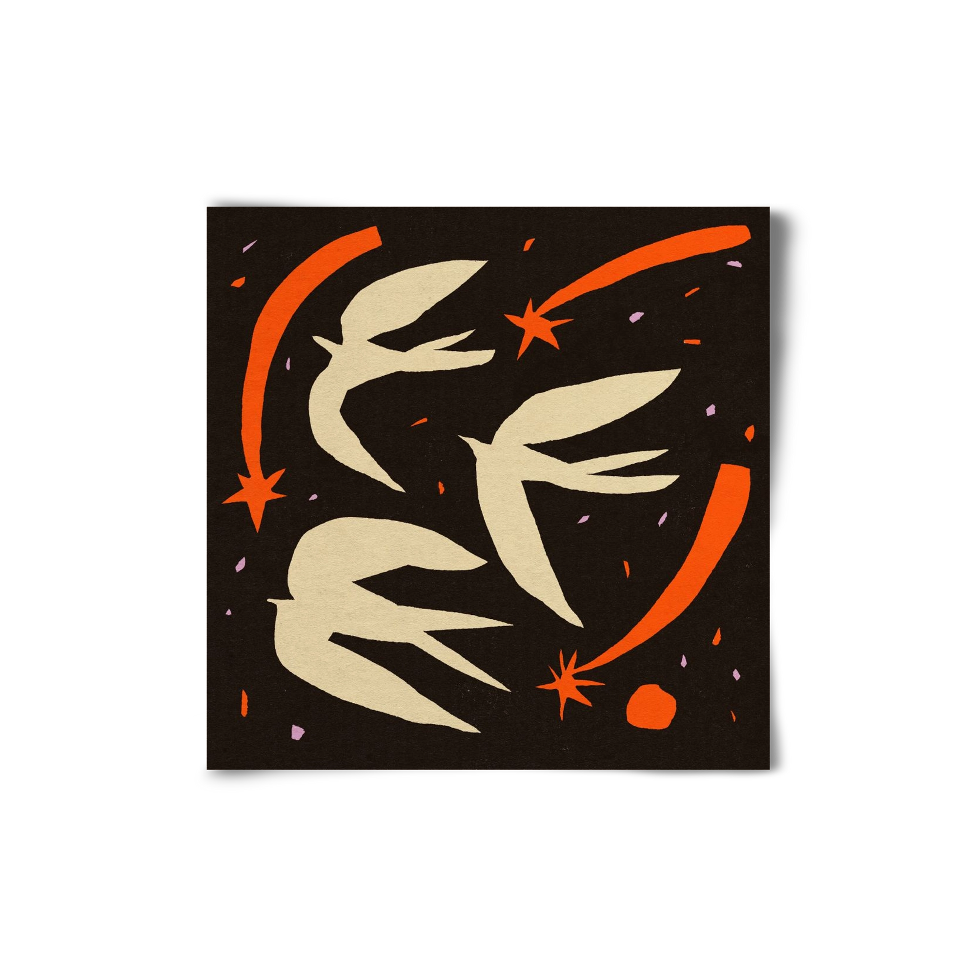 Birds on night sky, 20x20 cm, Keret nélkül