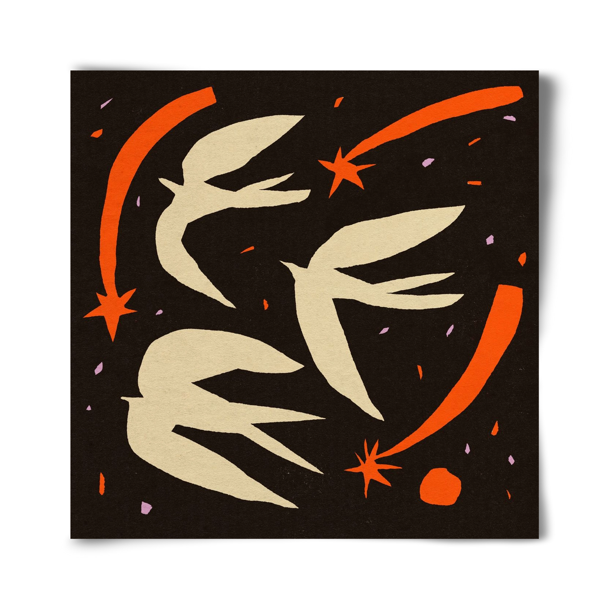 Birds on night sky, 40x40 cm, Keret nélkül