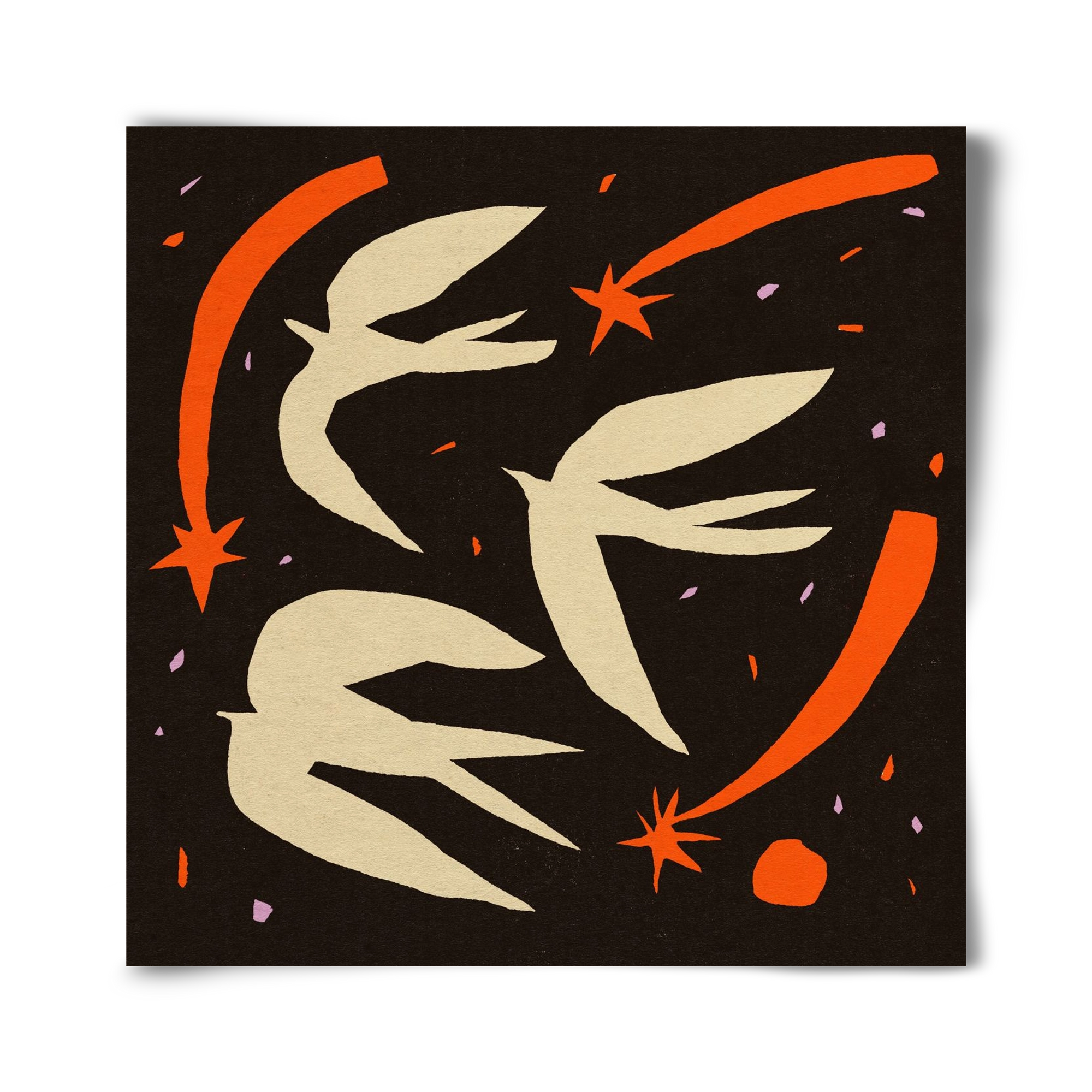 Birds on night sky, 40x40 cm, Keret nélkül